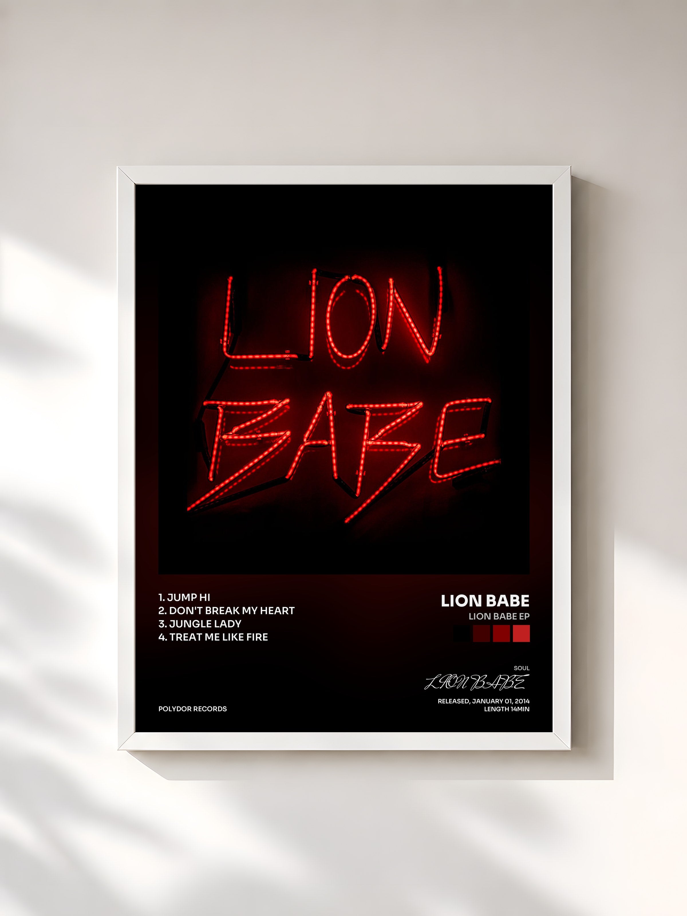 #blanc Tableau de l'album LION BABE EP de LION BABE, cadre blanc, imprimé et encadré en France