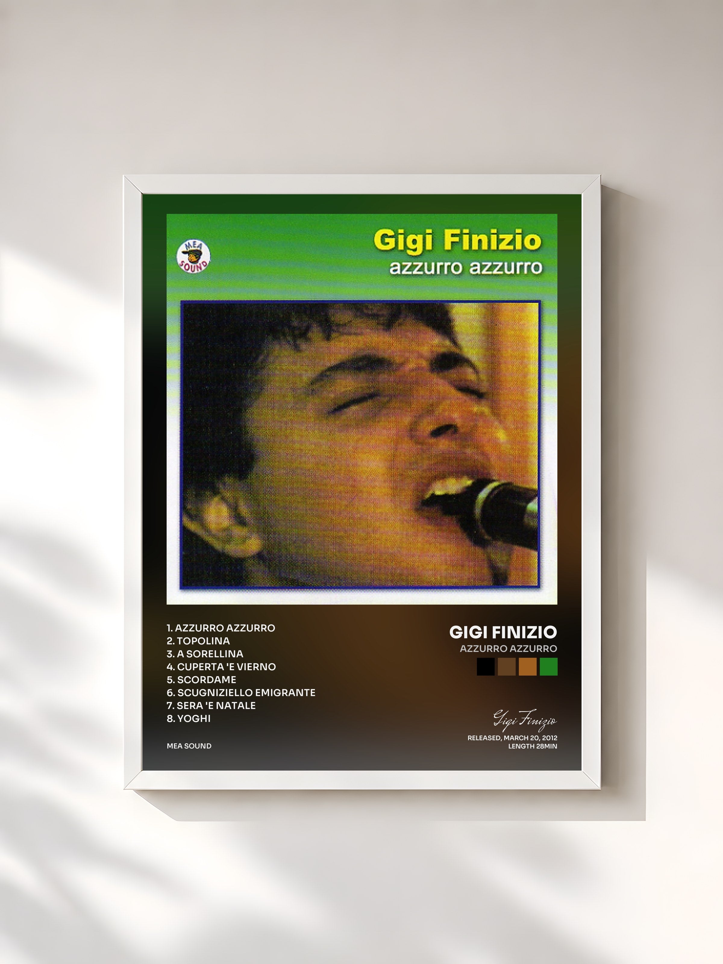 #blanc Tableau de l'album Azzurro azzurro de Gigi Finizio, cadre blanc, imprimé et encadré en France
