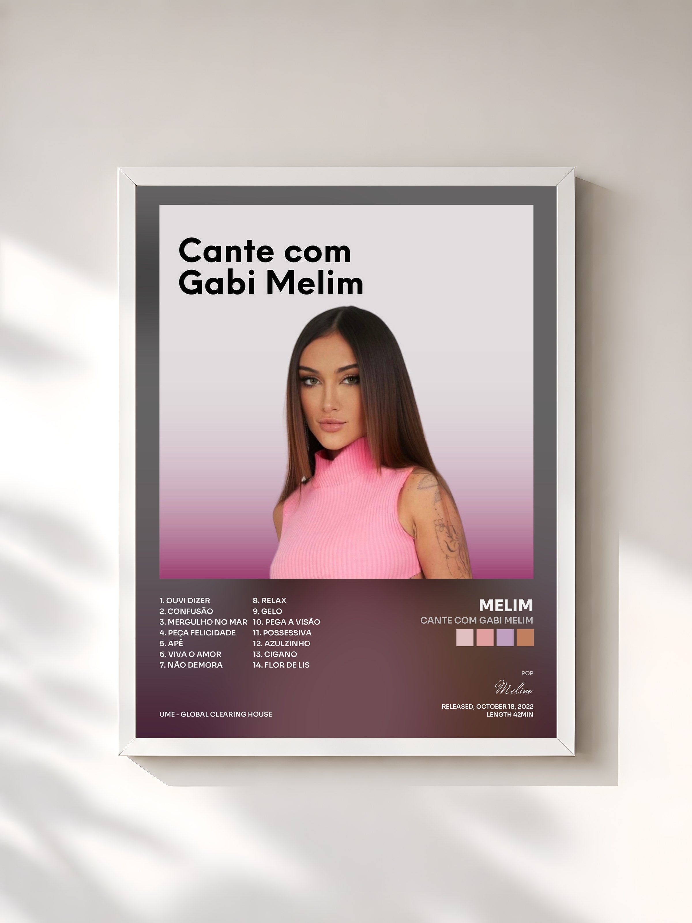 #blanc Tableau de l'album Cante com Gabi Melim de Melim, cadre blanc, imprimé et encadré en France
