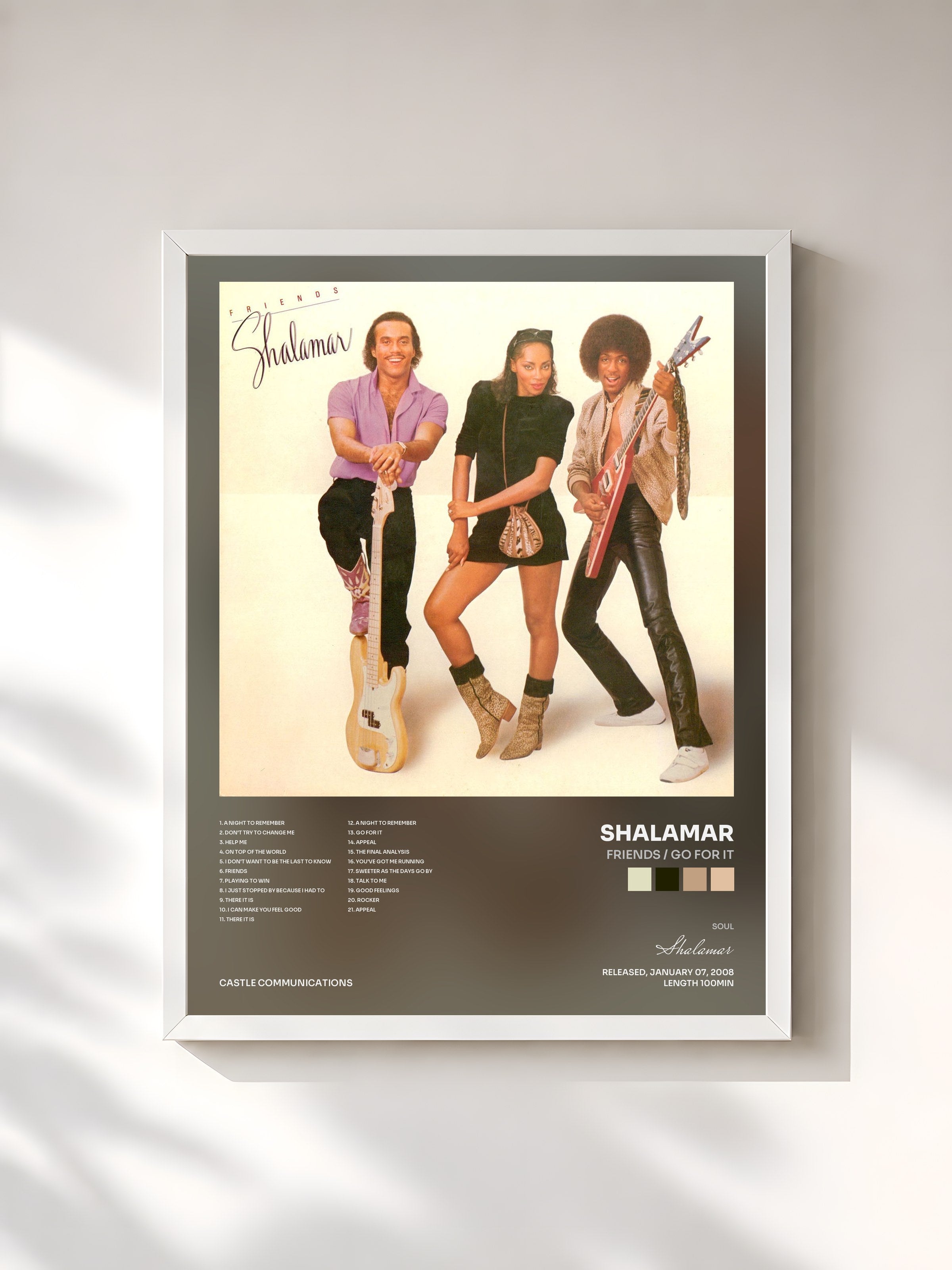 #blanc Tableau de l'album Friends / Go For It de Shalamar, cadre blanc, imprimé et encadré en France