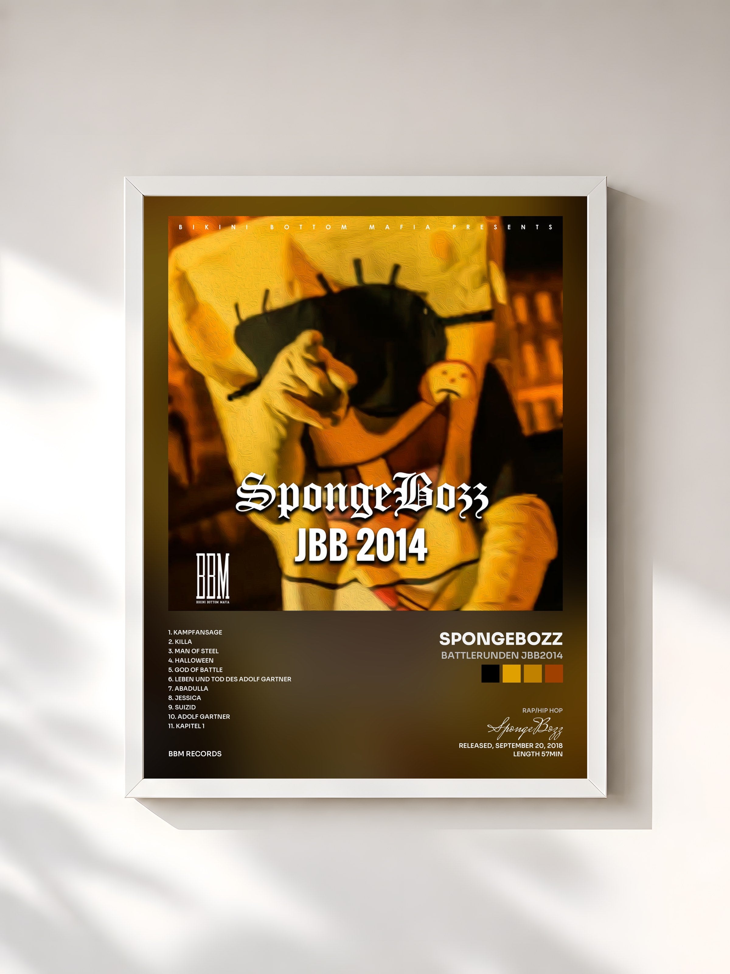 #blanc Tableau de l'album Battlerunden JBB2014 de SpongeBozz, cadre blanc, imprimé et encadré en France