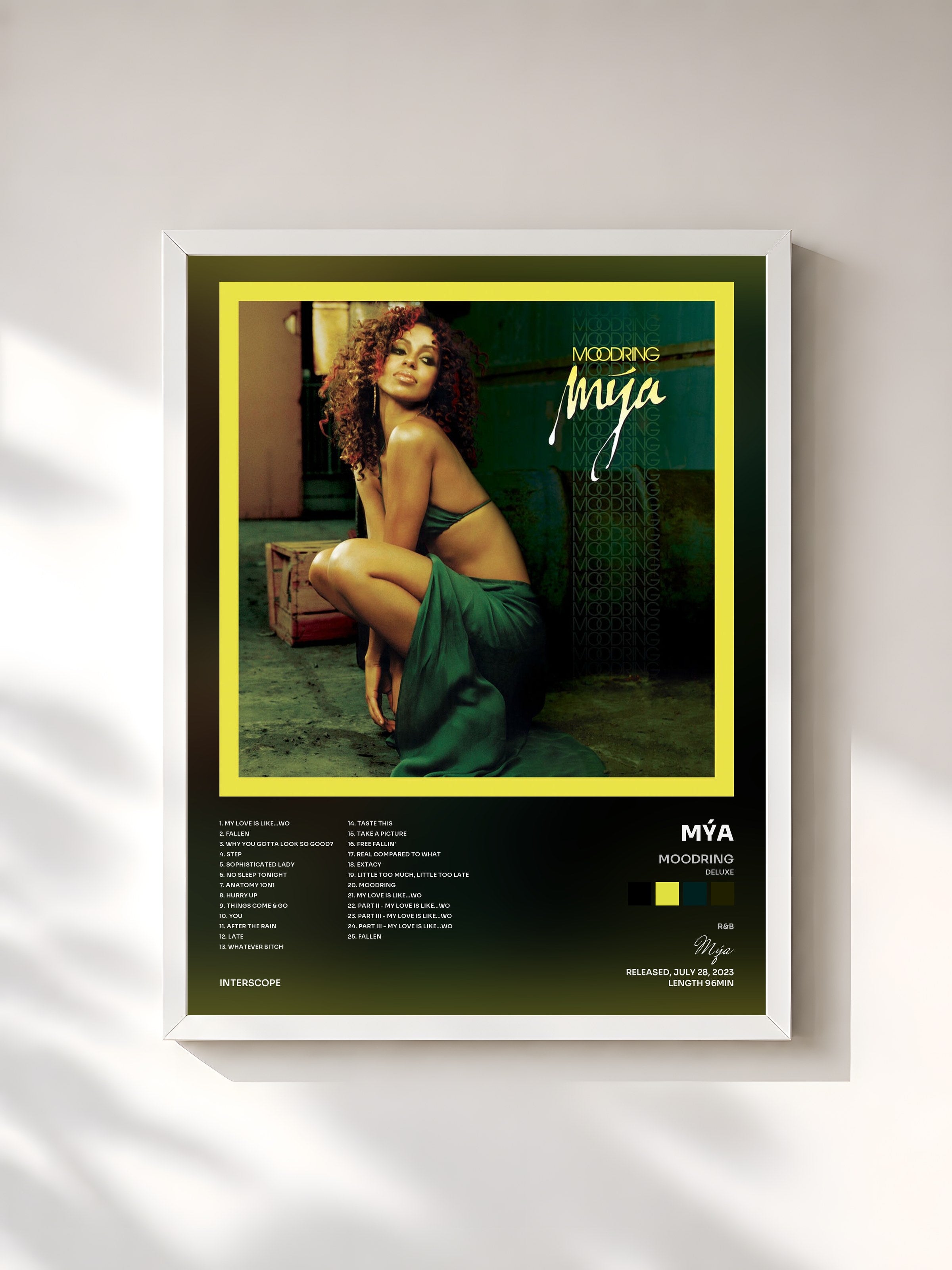 #blanc Tableau de l'album Moodring (Deluxe) de Mýa, cadre blanc, imprimé et encadré en France