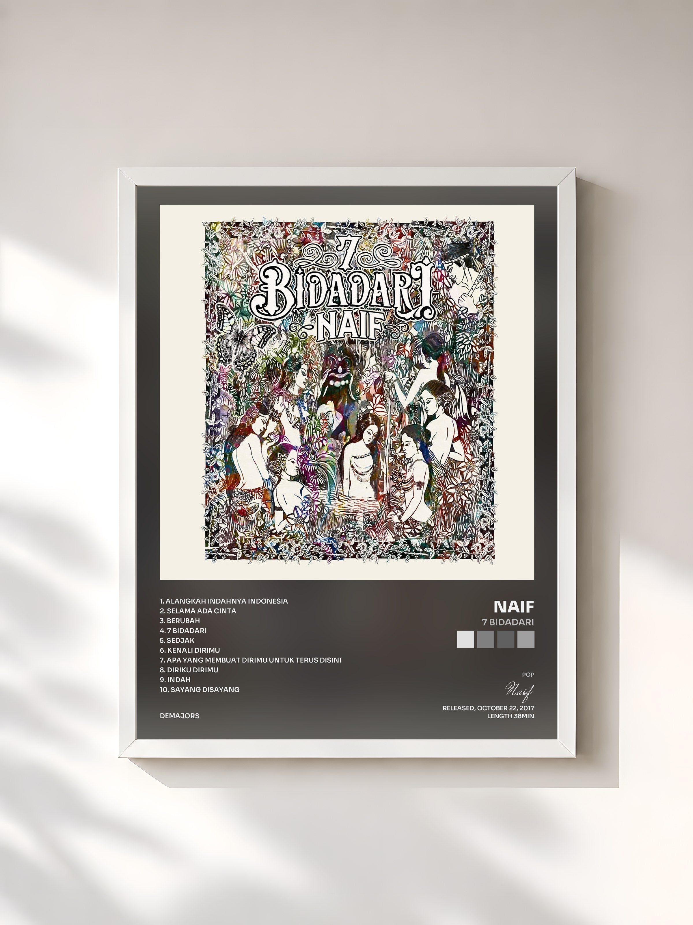 #blanc Tableau de l'album 7 Bidadari de Naif, cadre blanc, imprimé et encadré en France