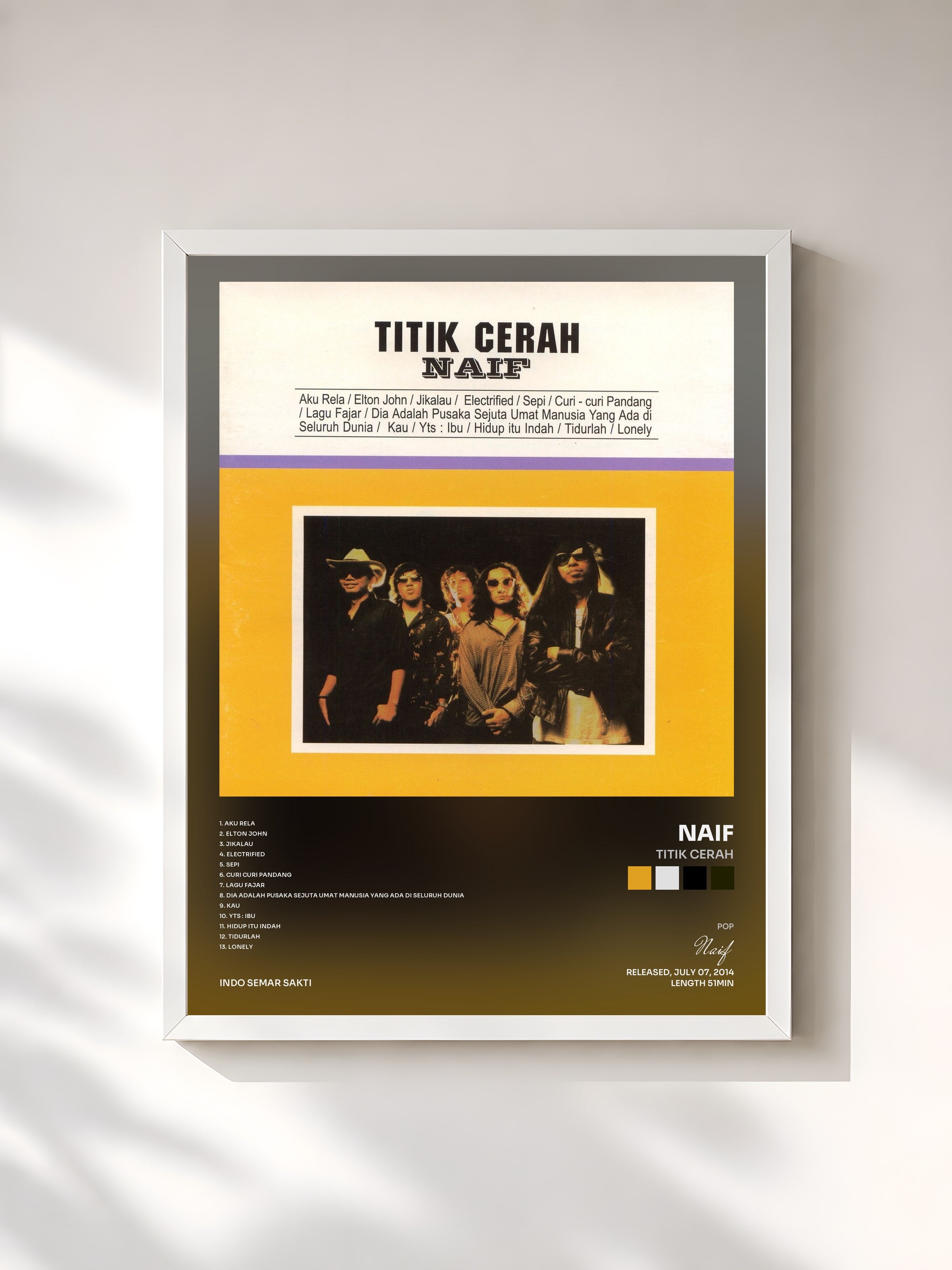 #blanc Tableau de l'album Titik Cerah de Naif, cadre blanc, imprimé et encadré en France