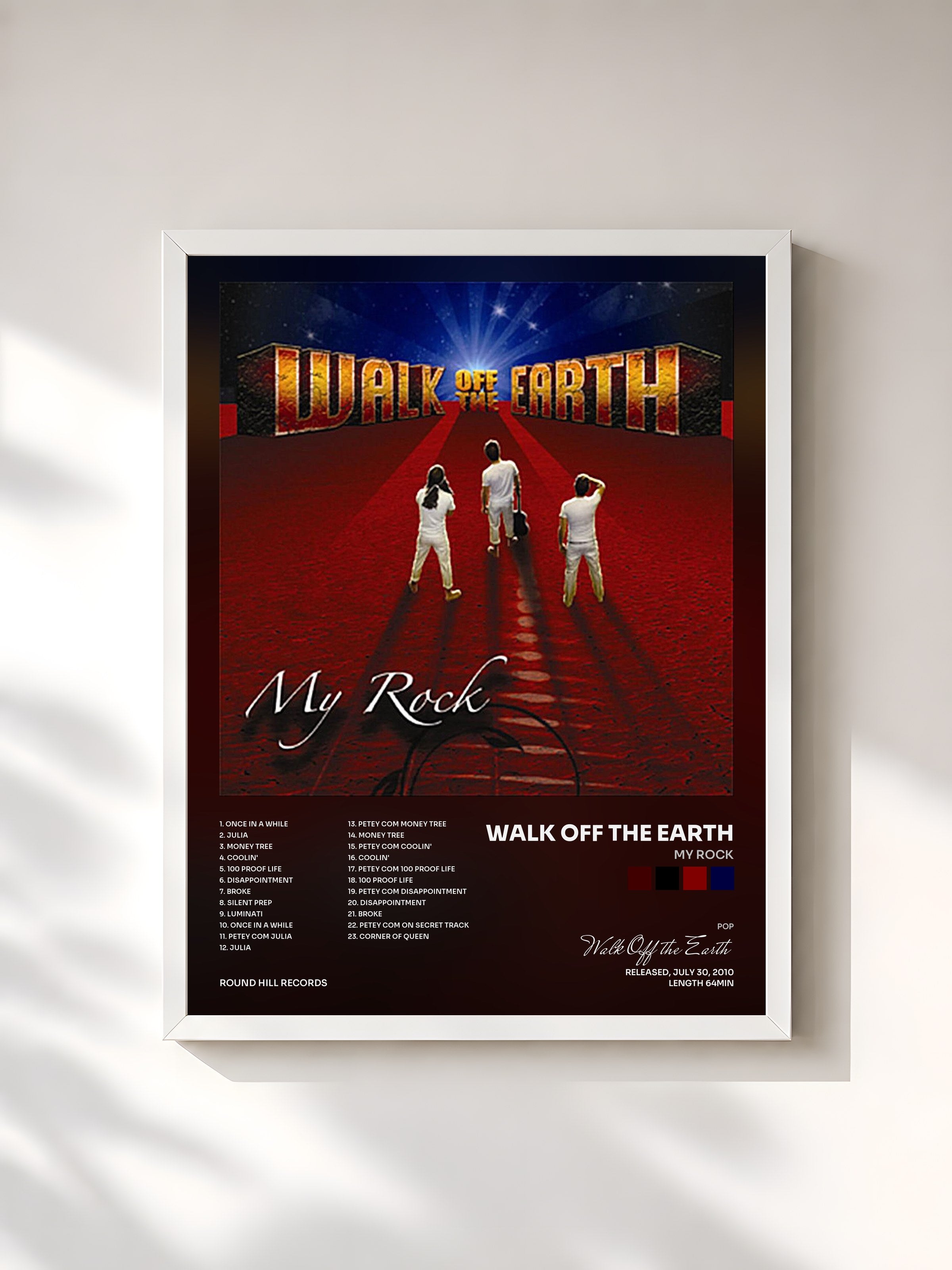 #blanc Tableau de l'album My Rock de Walk Off the Earth, cadre blanc, imprimé et encadré en France