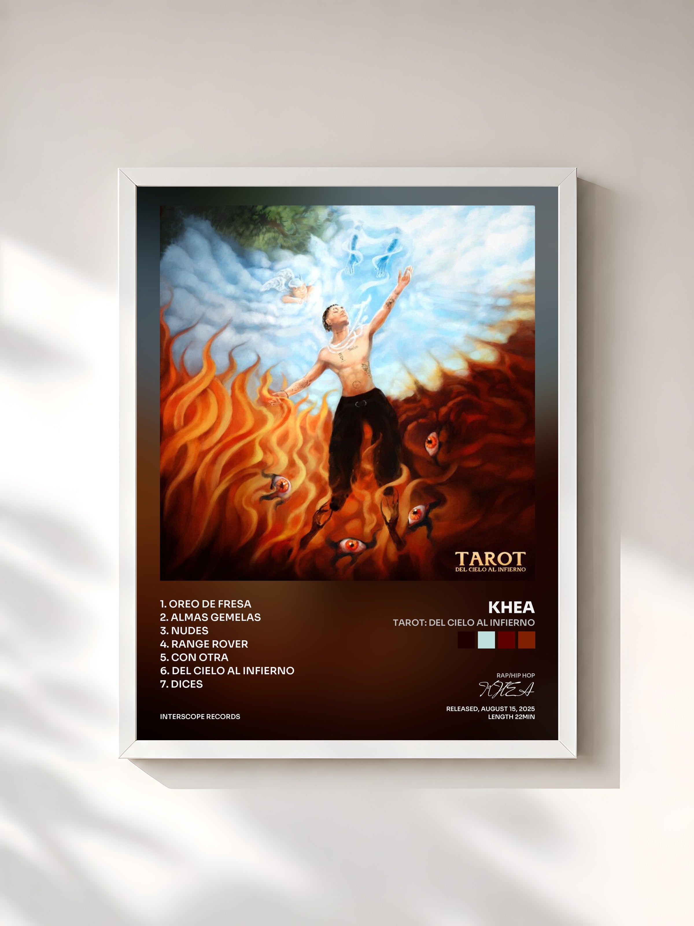 #blanc Tableau de l'album TAROT: Del cielo al infierno de KHEA, cadre blanc, imprimé et encadré en France