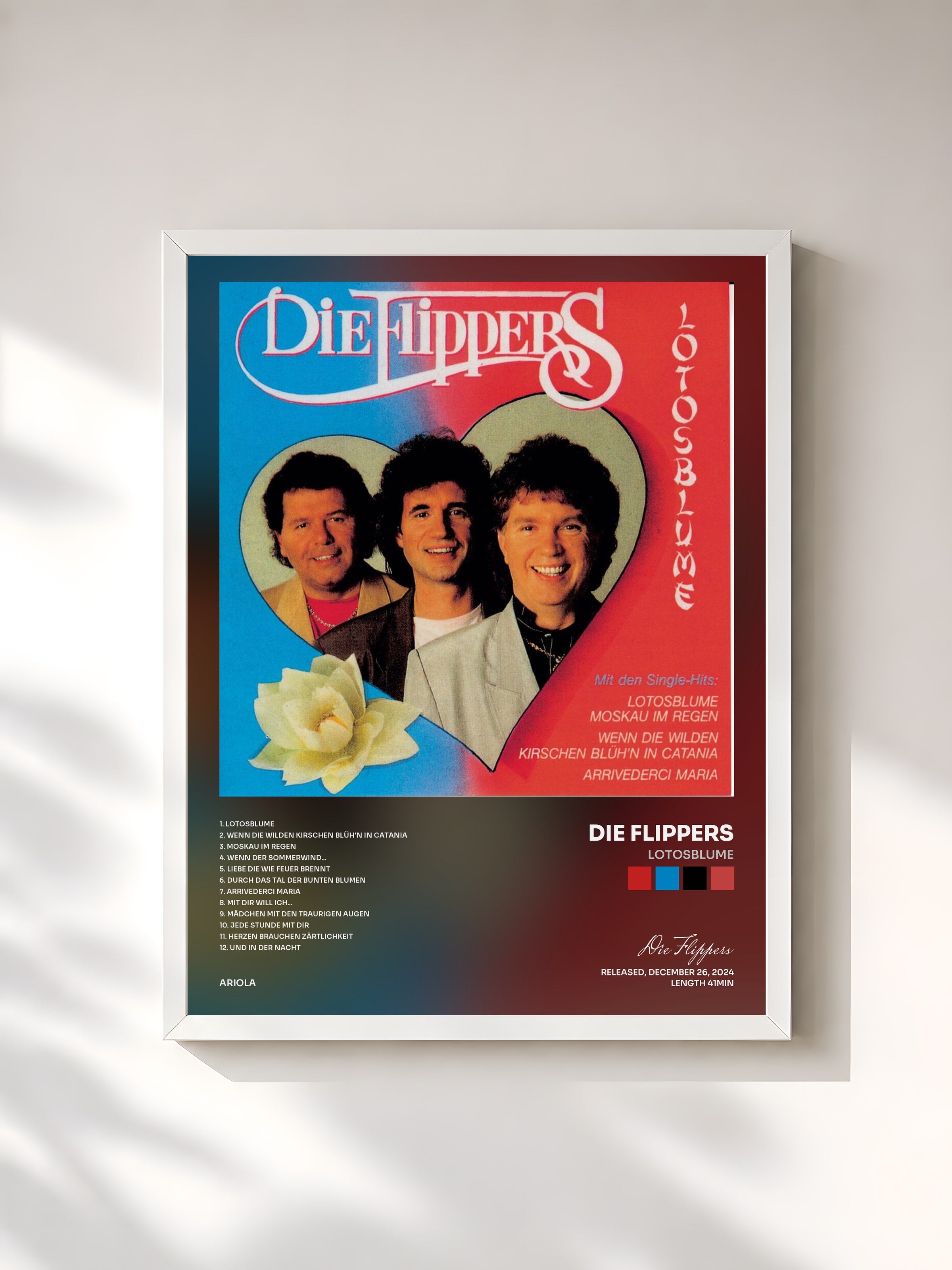 #blanc Tableau de l'album Lotosblume de Die Flippers, cadre blanc, imprimé et encadré en France