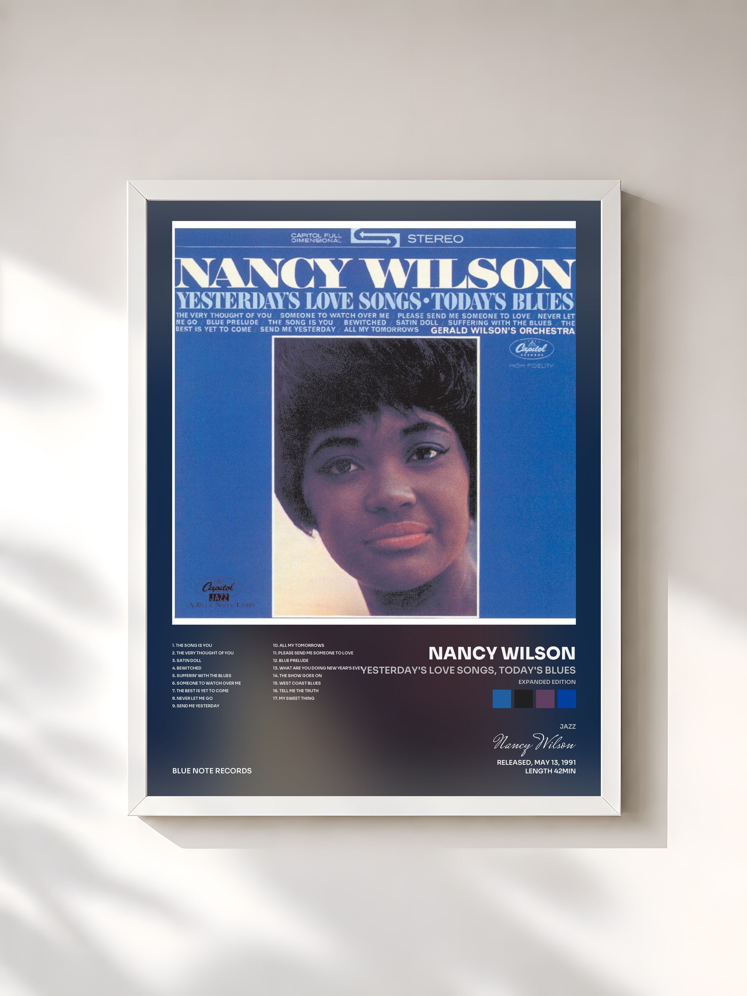 #blanc Tableau de l'album Yesterday's Love Songs, Today's Blues (Expanded Edition) de Nancy Wilson, cadre blanc, imprimé et encadré en France