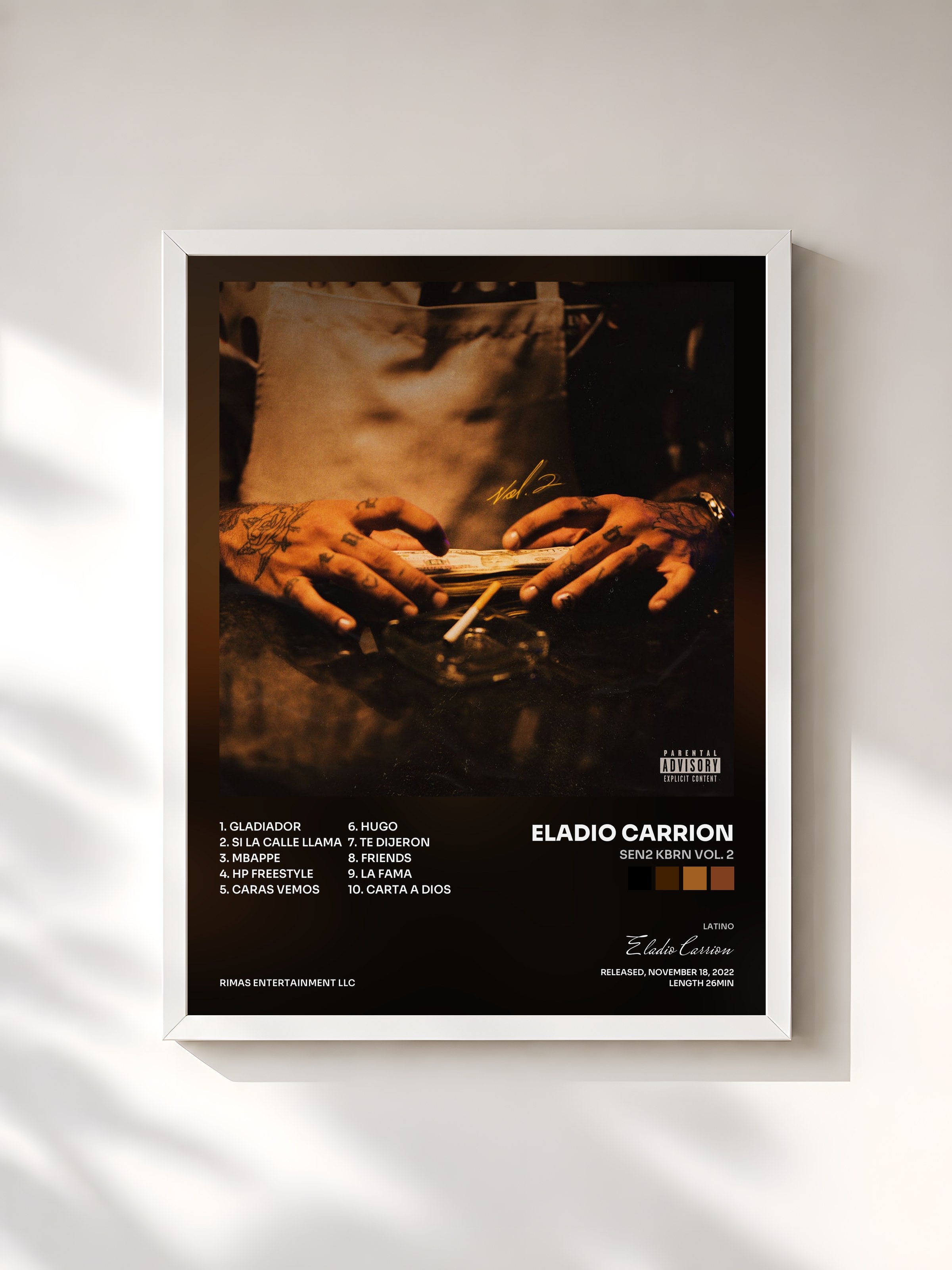 #blanc Tableau de l'album SEN2 KBRN VOL. 2 de Eladio Carrion, cadre blanc, imprimé et encadré en France