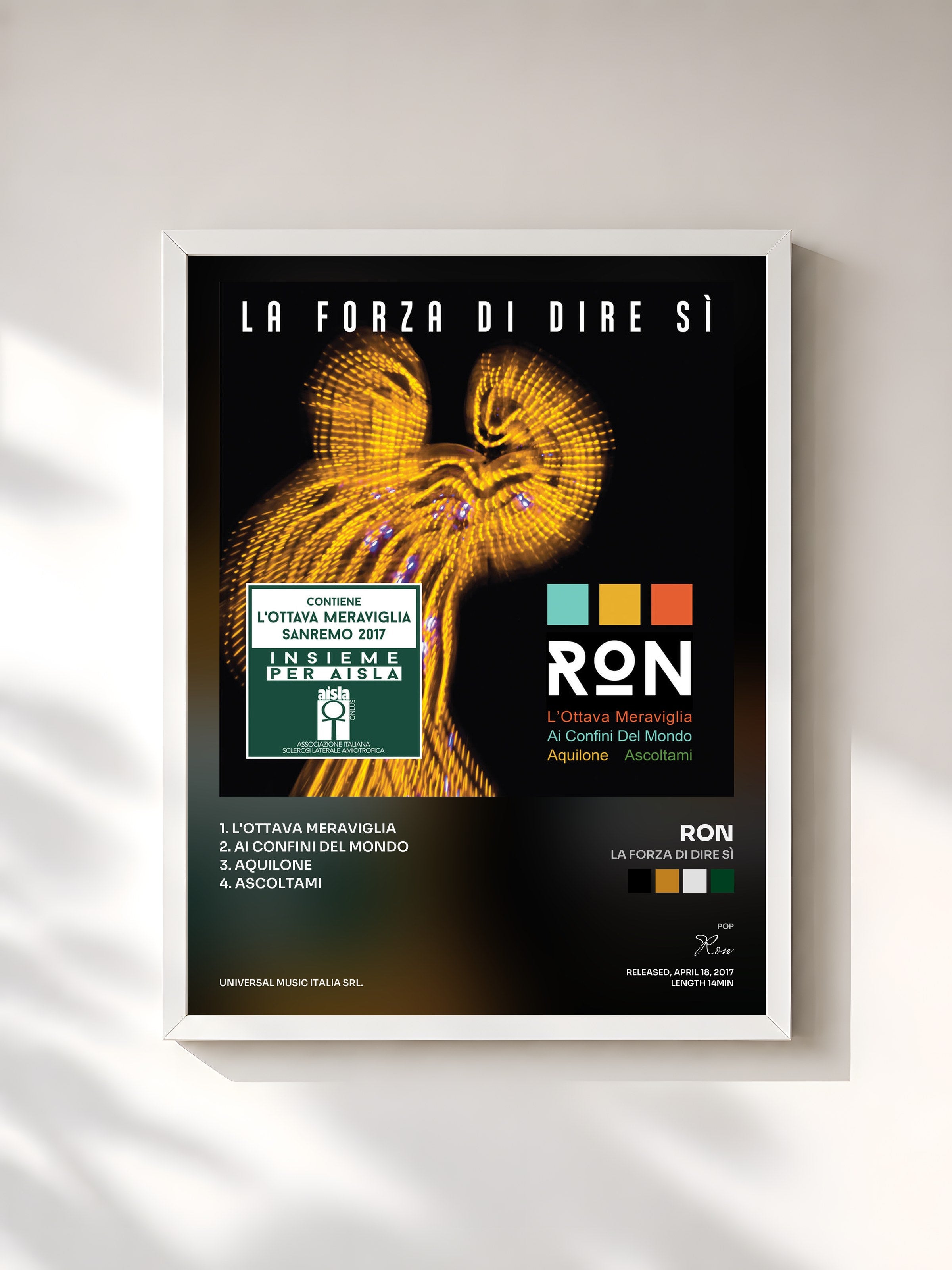 #blanc Tableau de l'album La Forza Di Dire Sì de Ron, cadre blanc, imprimé et encadré en France