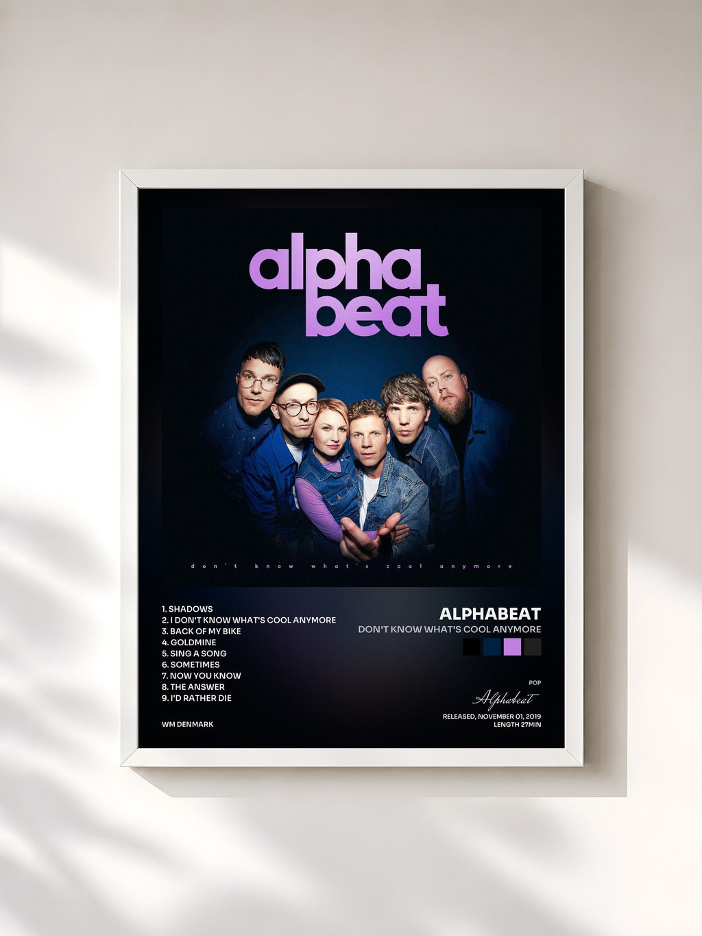 #blanc Don't Know What's Cool Anymore by Alphabeat as a framed art print, white frame, printed and framed in France