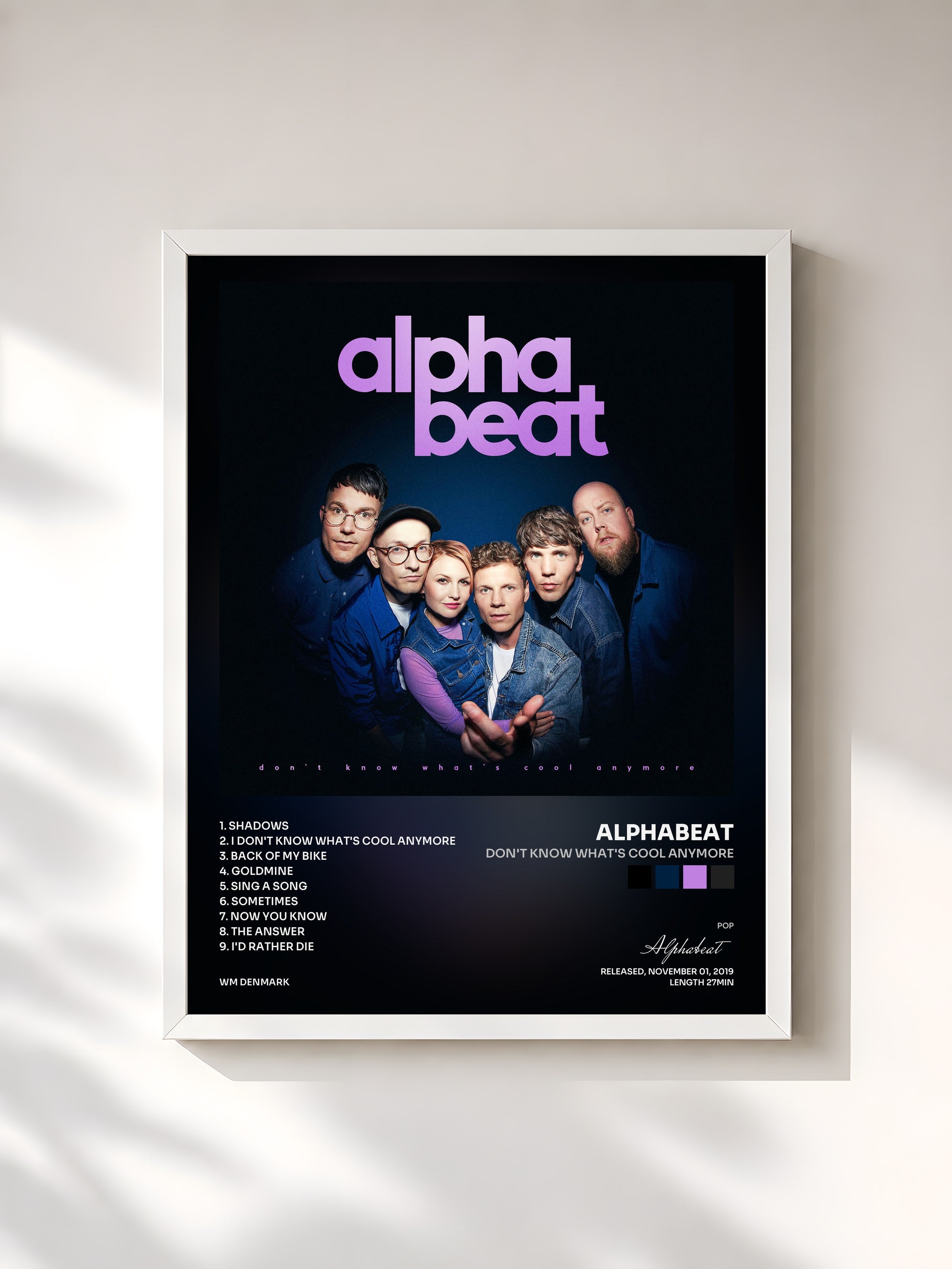 #blanc Tableau de l'album Don't Know What's Cool Anymore de Alphabeat, cadre blanc, imprimé et encadré en France