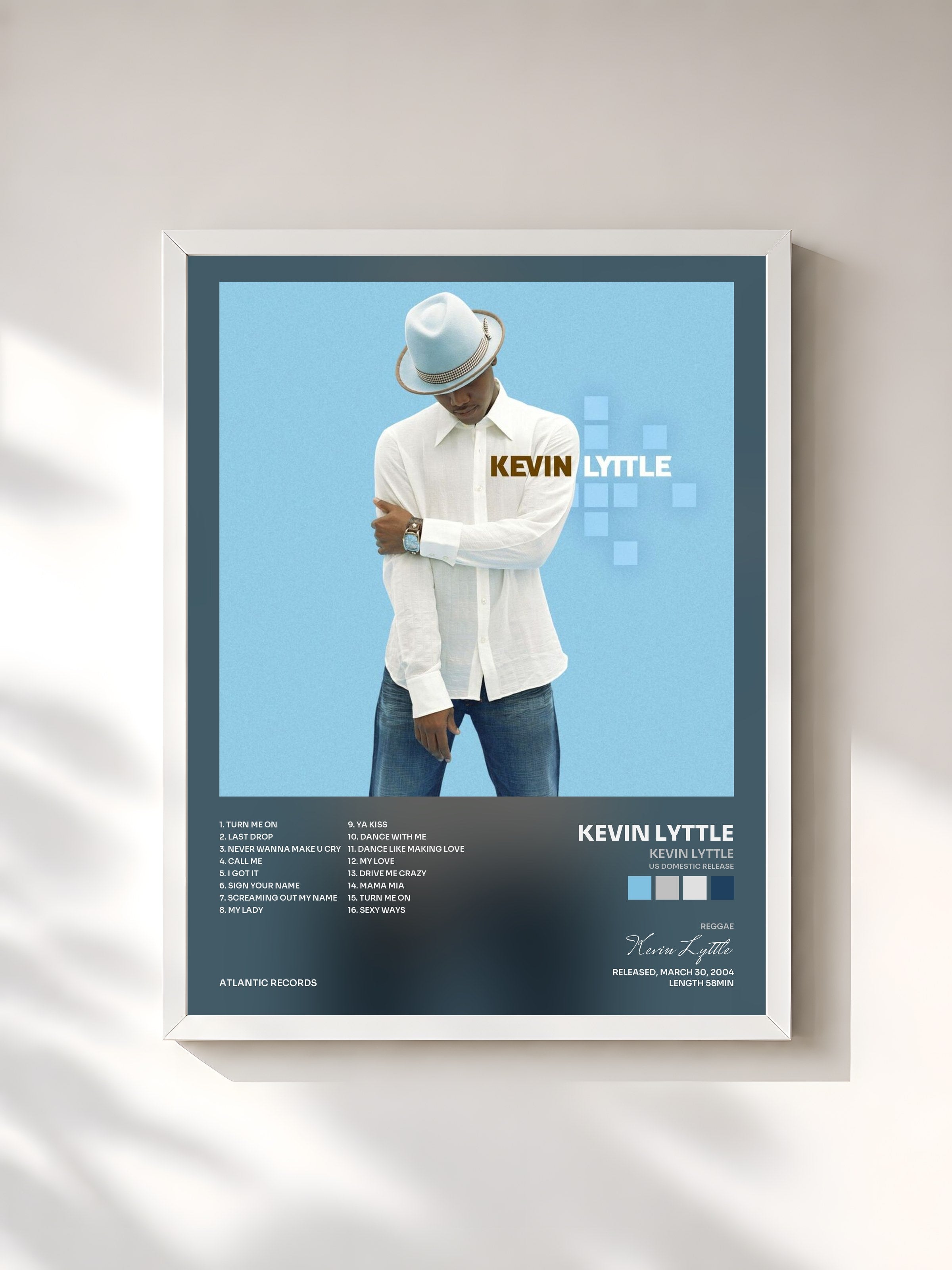 #blanc Tableau de l'album Kevin Lyttle (US Domestic Release) de Kevin Lyttle, cadre blanc, imprimé et encadré en France