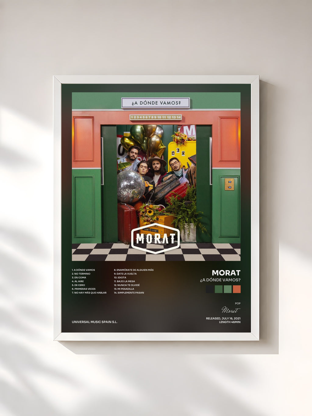 #blanc Tableau de l'album ¿A Dónde Vamos? de Morat, cadre blanc, imprimé et encadré en France