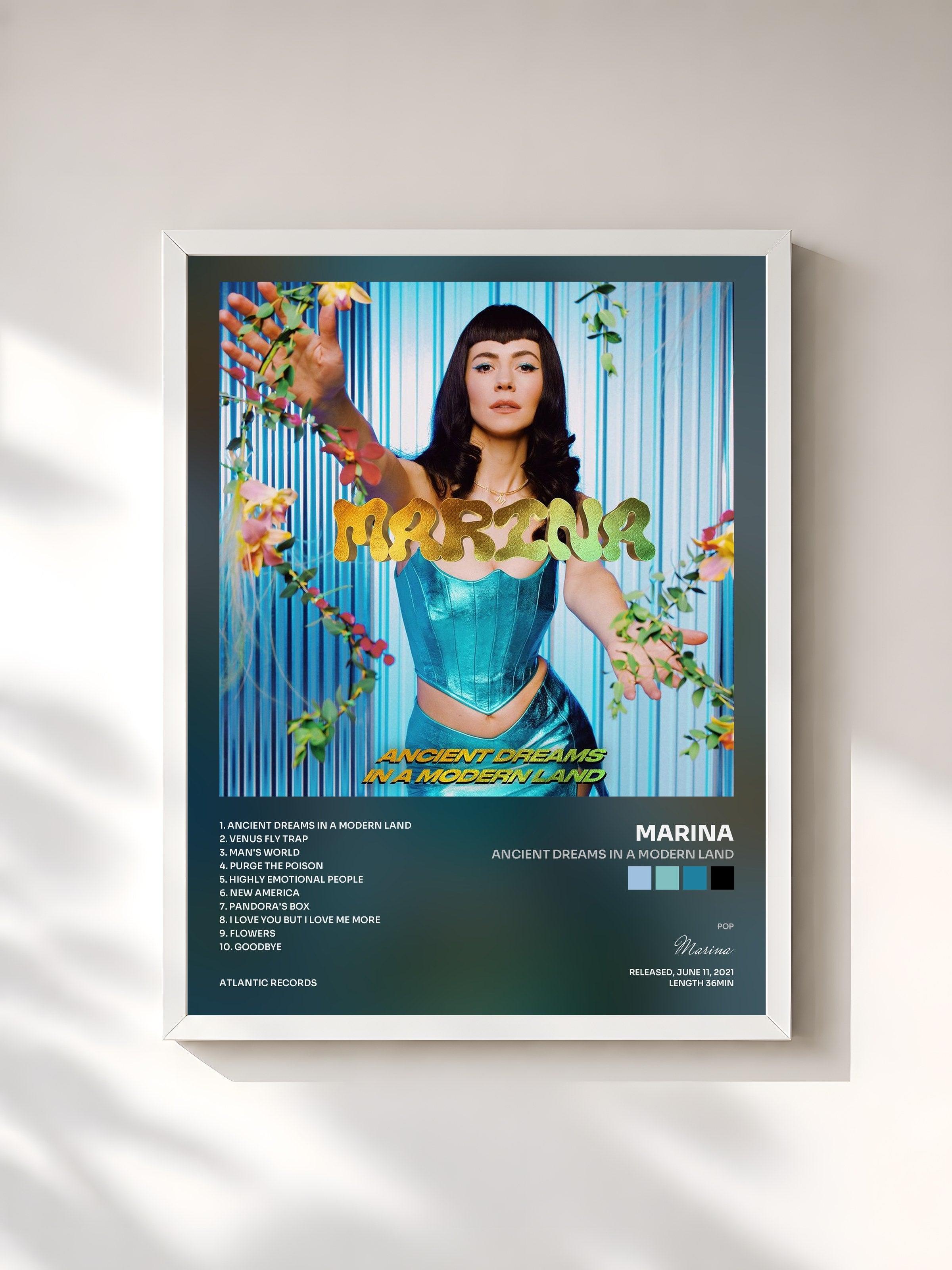 #blanc Tableau de l'album Ancient Dreams In A Modern Land de Marina, cadre blanc, imprimé et encadré en France