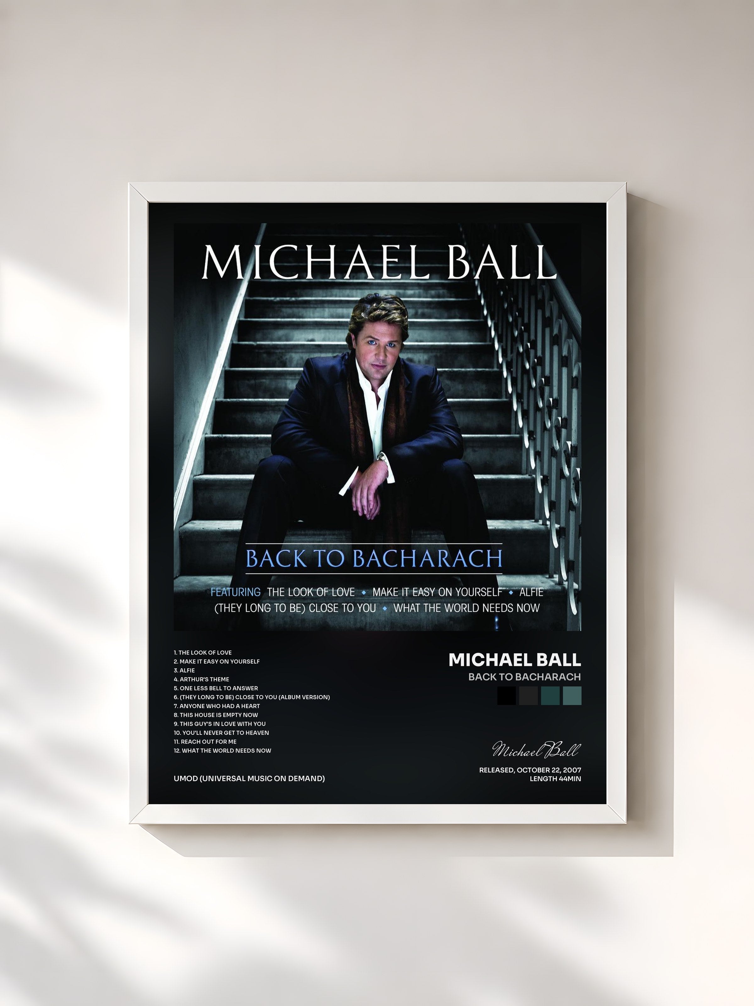 #blanc Tableau de l'album Back To Bacharach de Michael Ball, cadre blanc, imprimé et encadré en France
