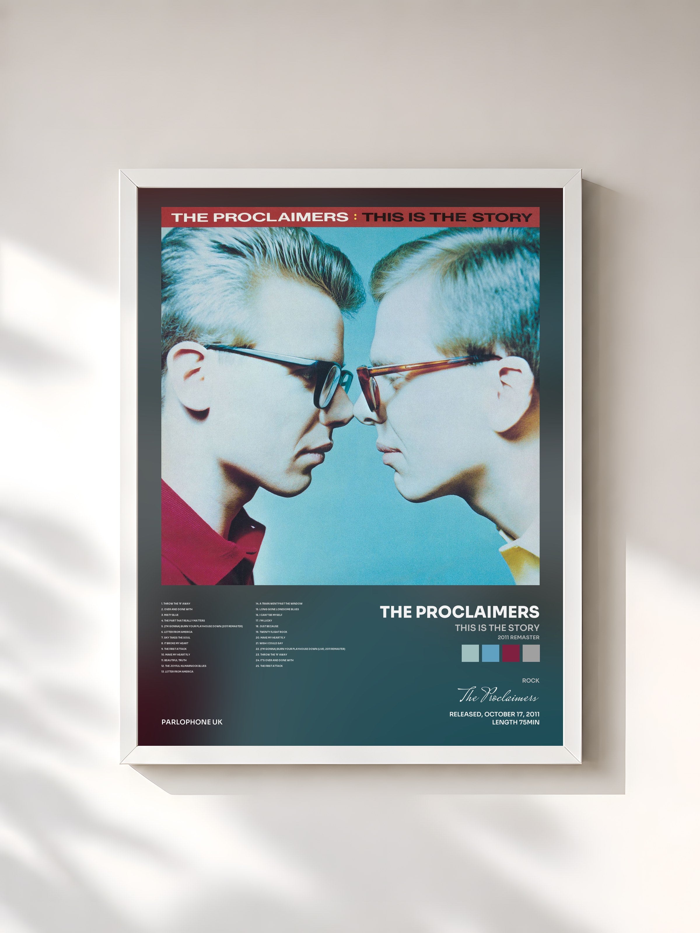 #blanc Tableau de l'album This Is the Story (2011 Remaster) de The Proclaimers, cadre blanc, imprimé et encadré en France