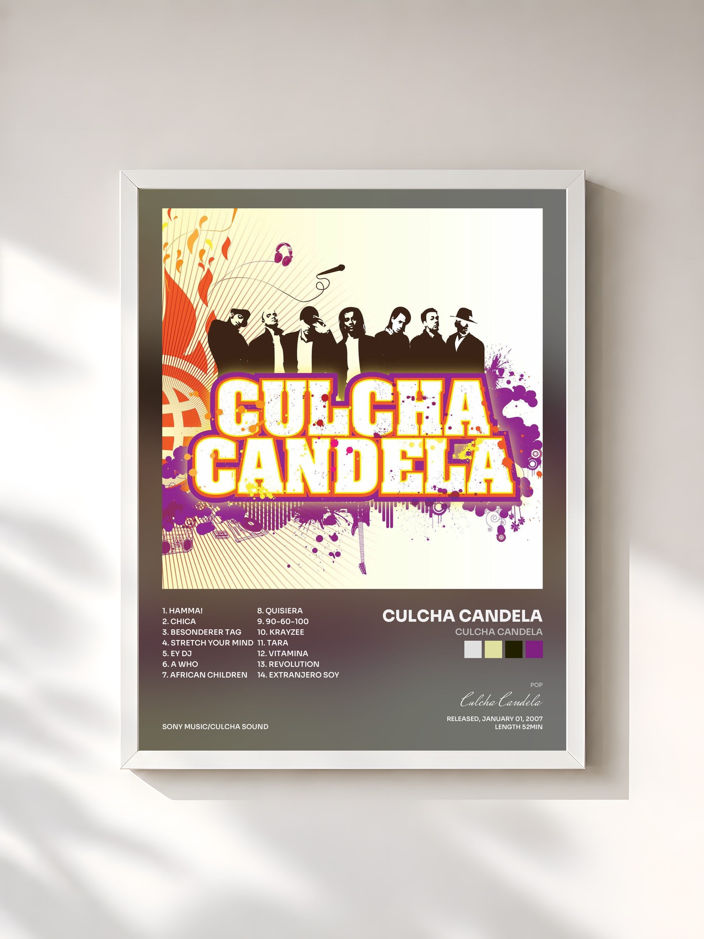 #blanc Tableau de l'album Culcha Candela de Culcha Candela, cadre blanc, imprimé et encadré en France