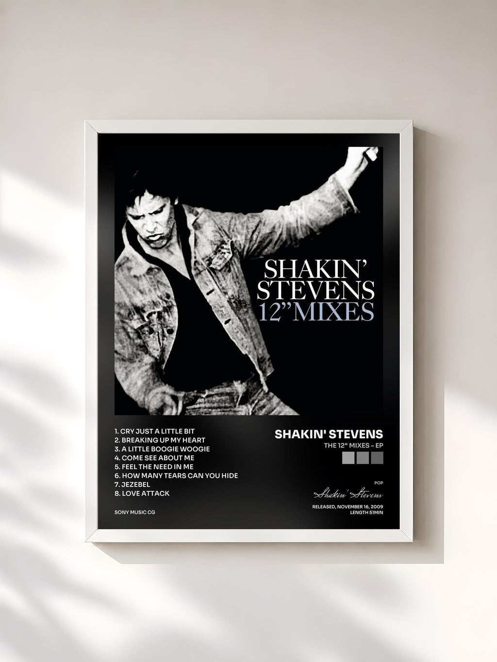 #blanc The 12" Mixes - EP di Shakin' Stevens in stampa incorniciata, cornice bianca, stampata e incorniciata in Francia