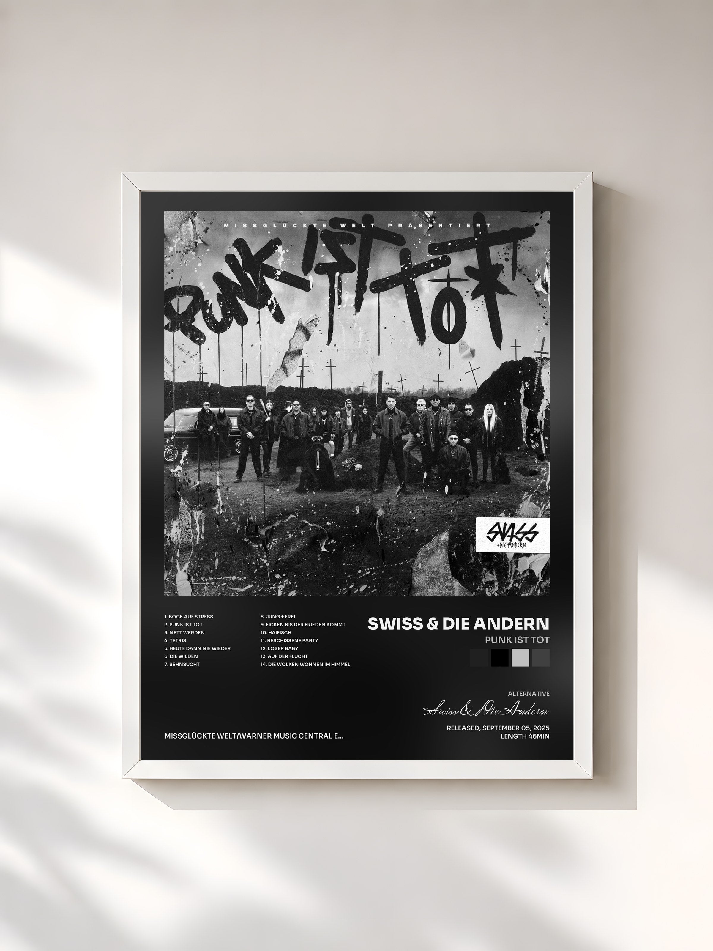 #blanc Tableau de l'album Punk ist tot de Swiss & Die Andern, cadre blanc, imprimé et encadré en France