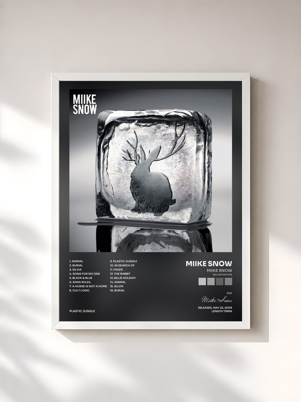 #blanc Miike Snow (Deluxe Edition) de Miike Snow en lámina enmarcada, marco blanco, impresa y enmarcada en Francia