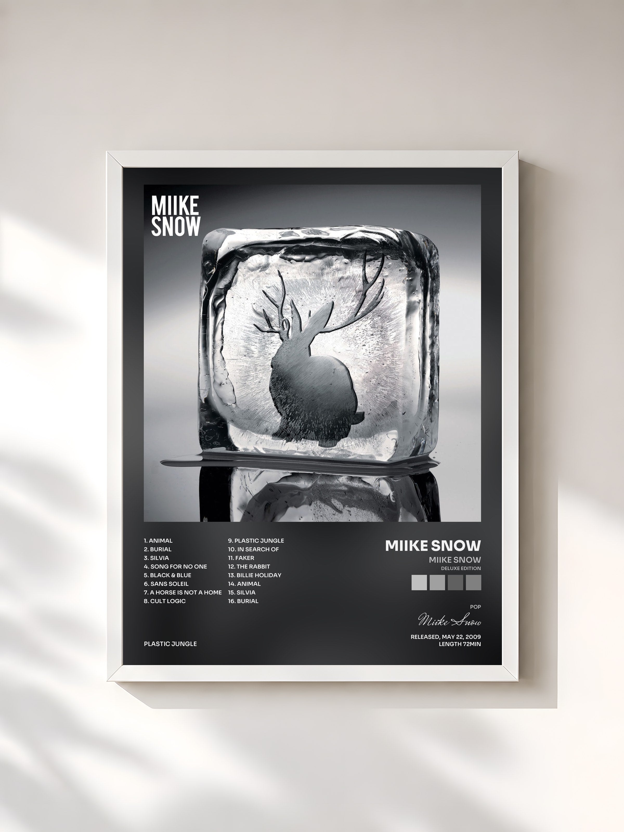#blanc Tableau de l'album Miike Snow (Deluxe Edition) de Miike Snow, cadre blanc, imprimé et encadré en France