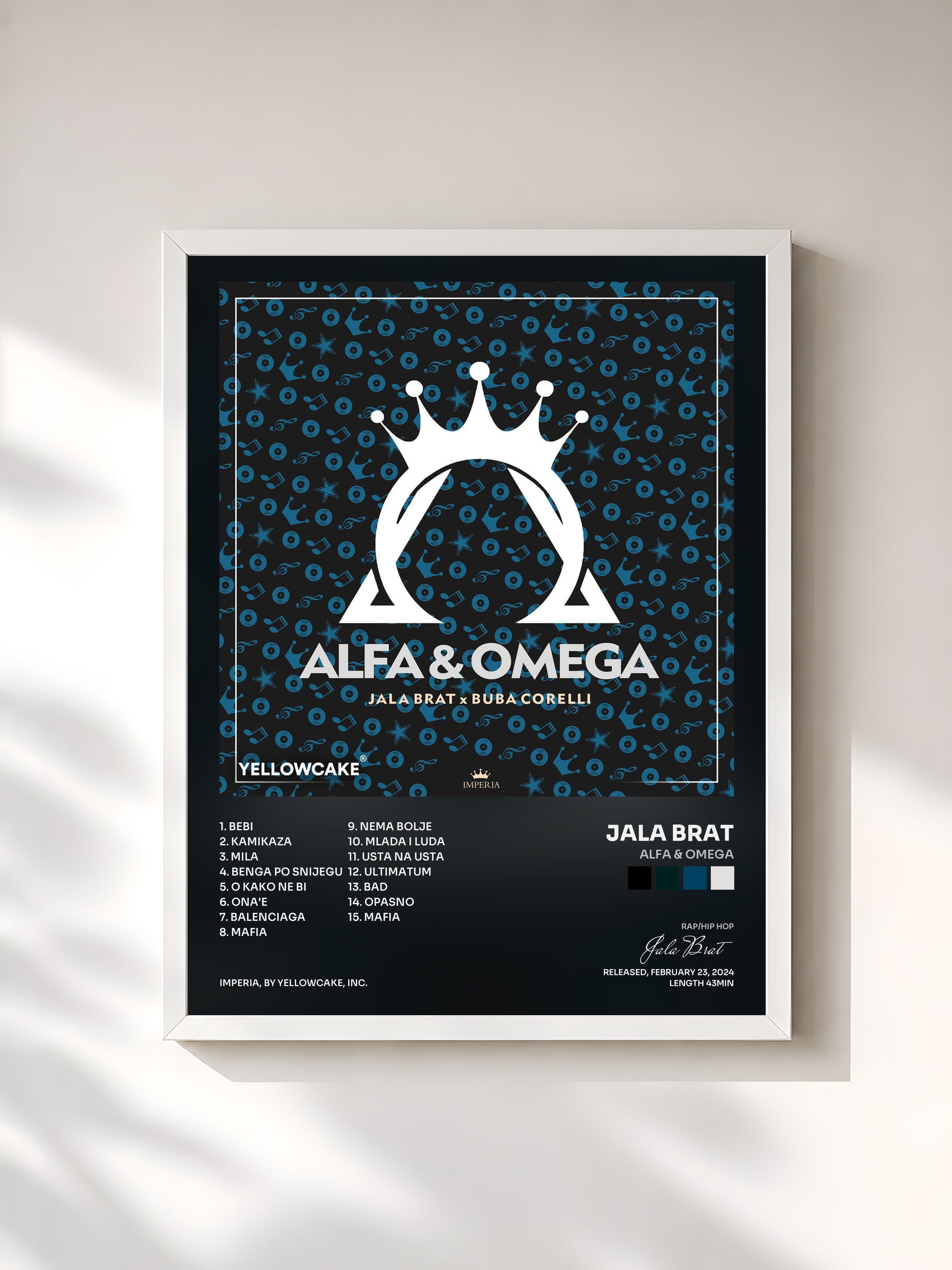 #blanc Tableau de l'album Alfa & Omega de Jala Brat, cadre blanc, imprimé et encadré en France