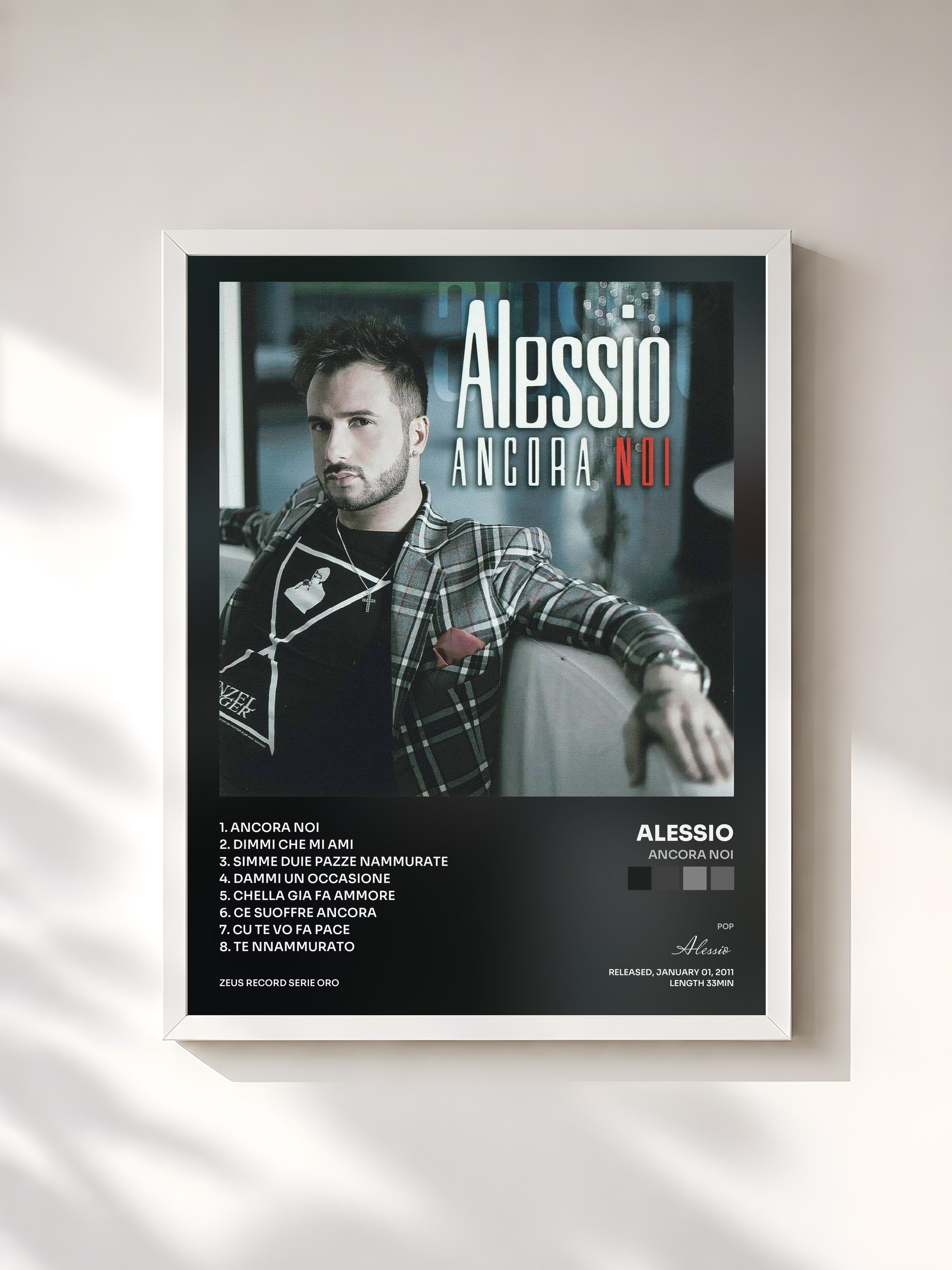 #blanc Tableau de l'album Ancora noi de Alessio, cadre blanc, imprimé et encadré en France