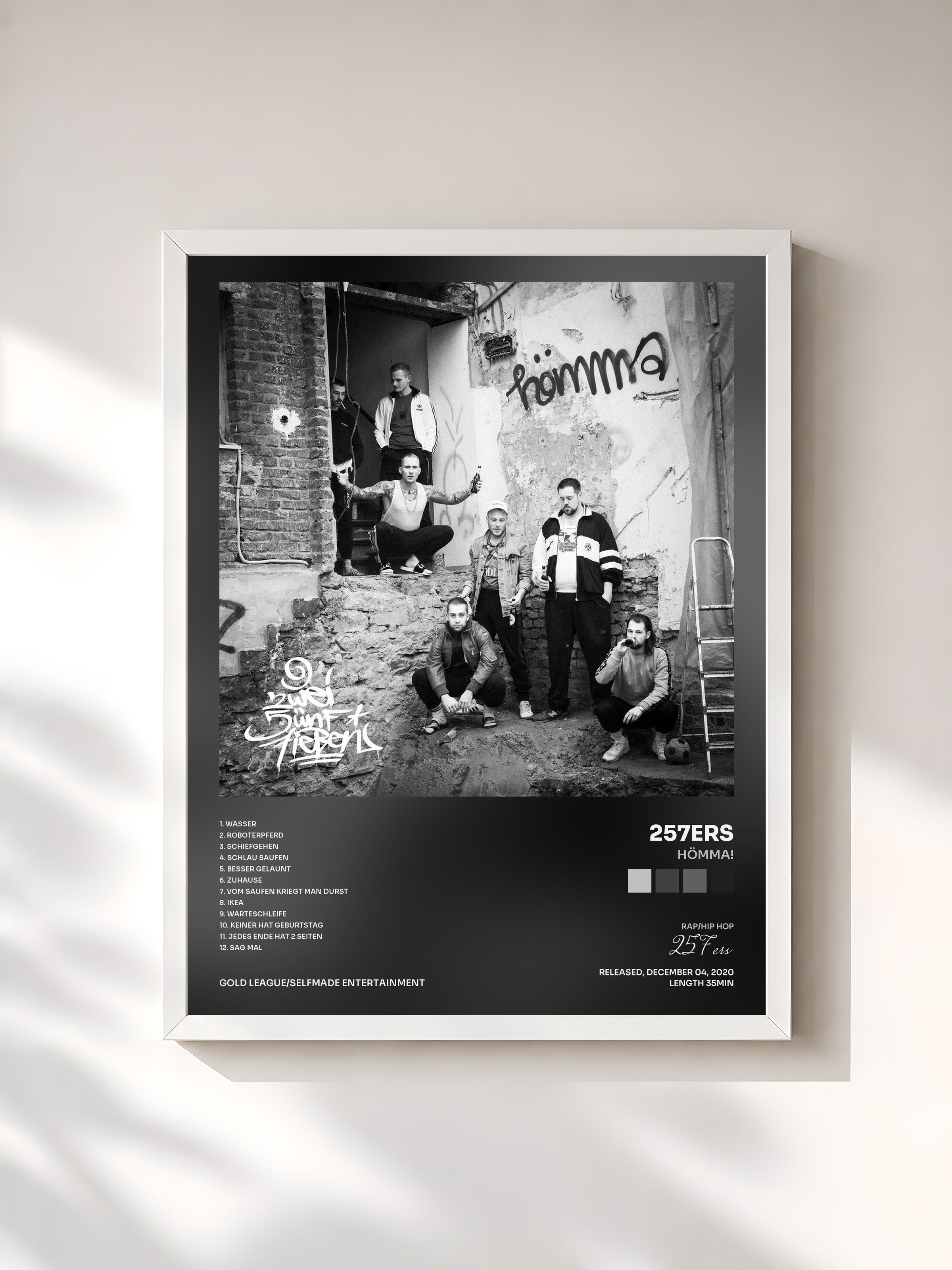 #blanc Tableau de l'album HÖMMA! de 257ers, cadre blanc, imprimé et encadré en France