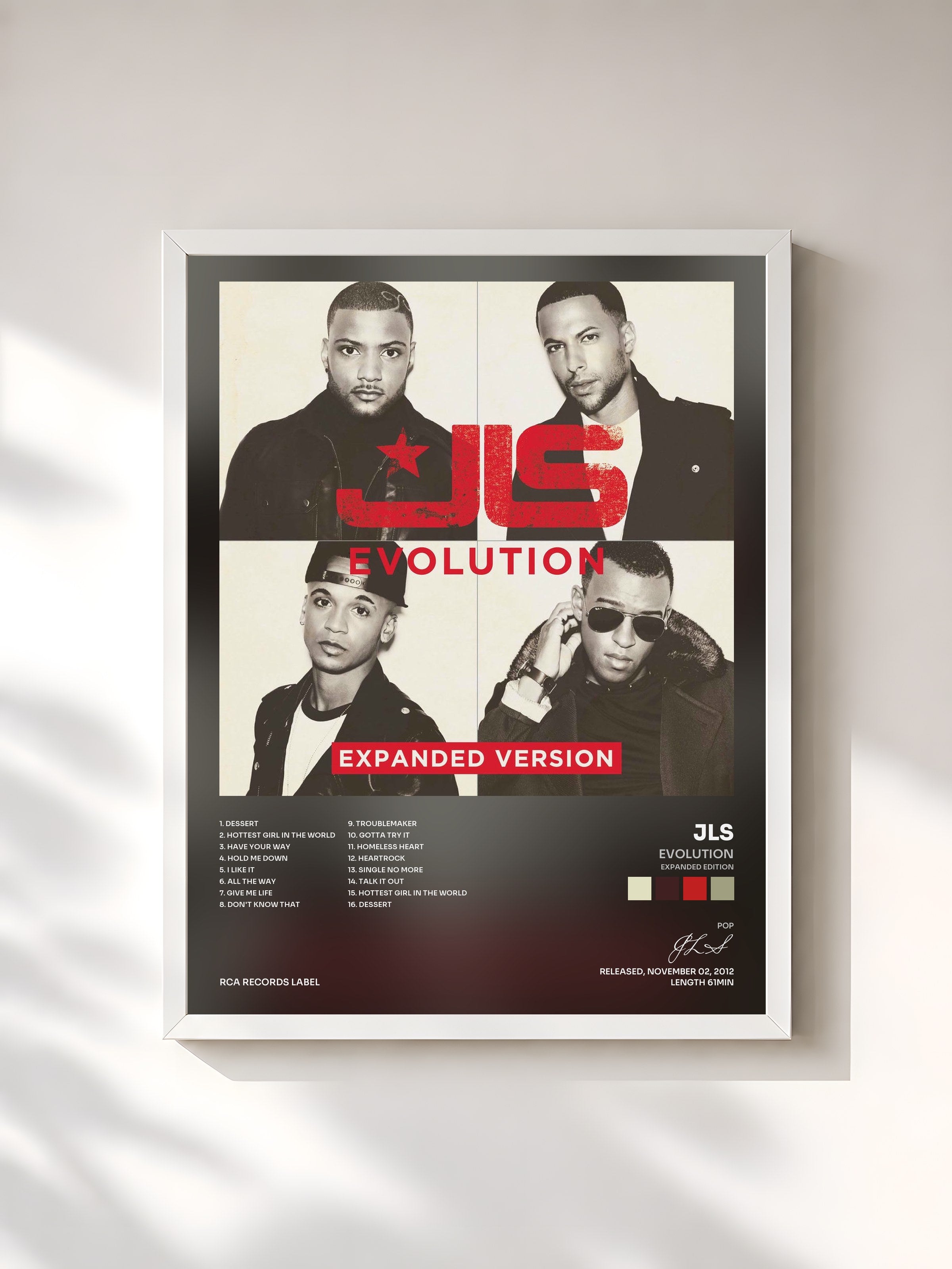 #blanc Tableau de l'album Evolution (Expanded Edition) de JLS, cadre blanc, imprimé et encadré en France