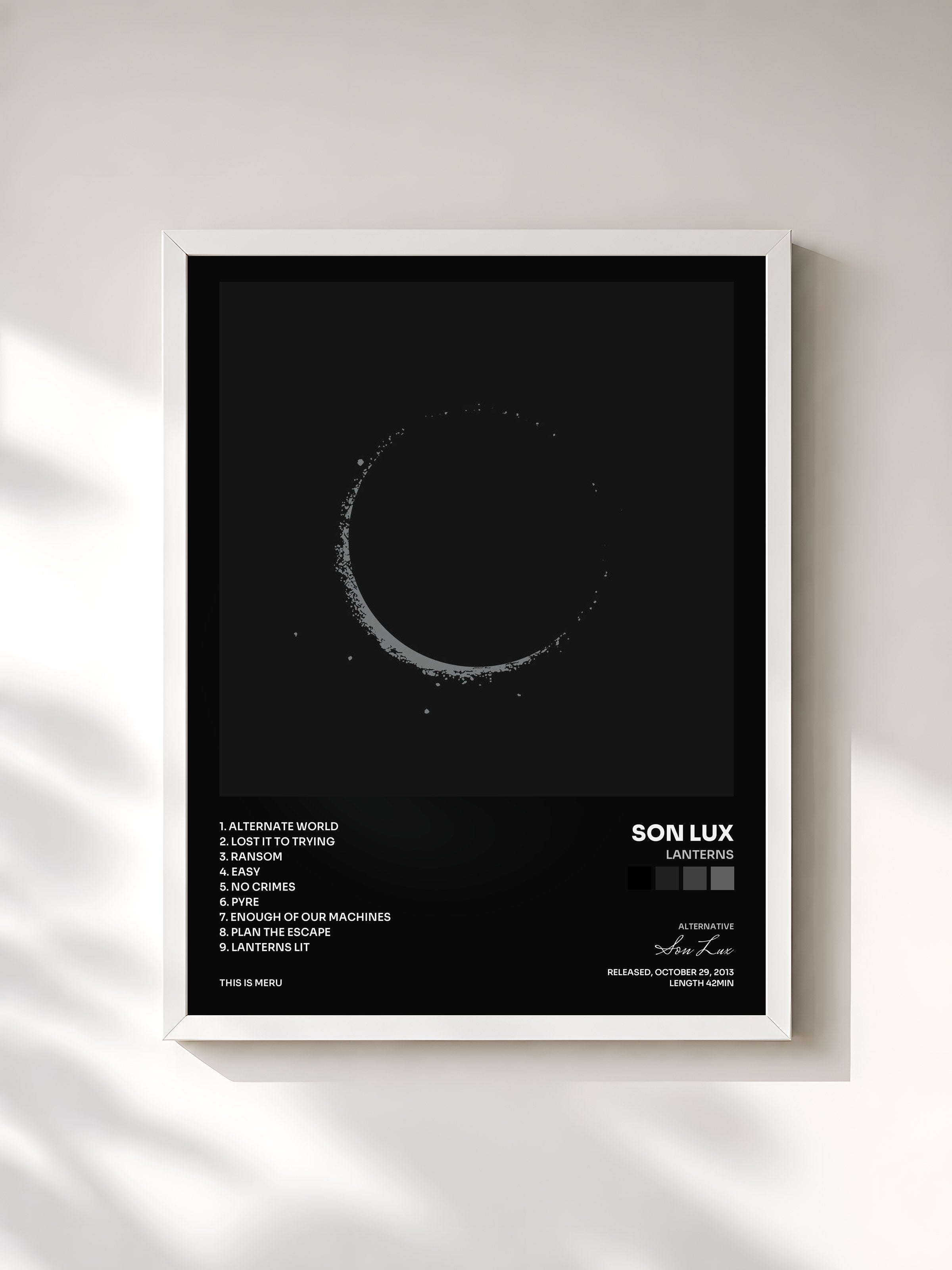 #blanc Tableau de l'album Lanterns de Son Lux, cadre blanc, imprimé et encadré en France