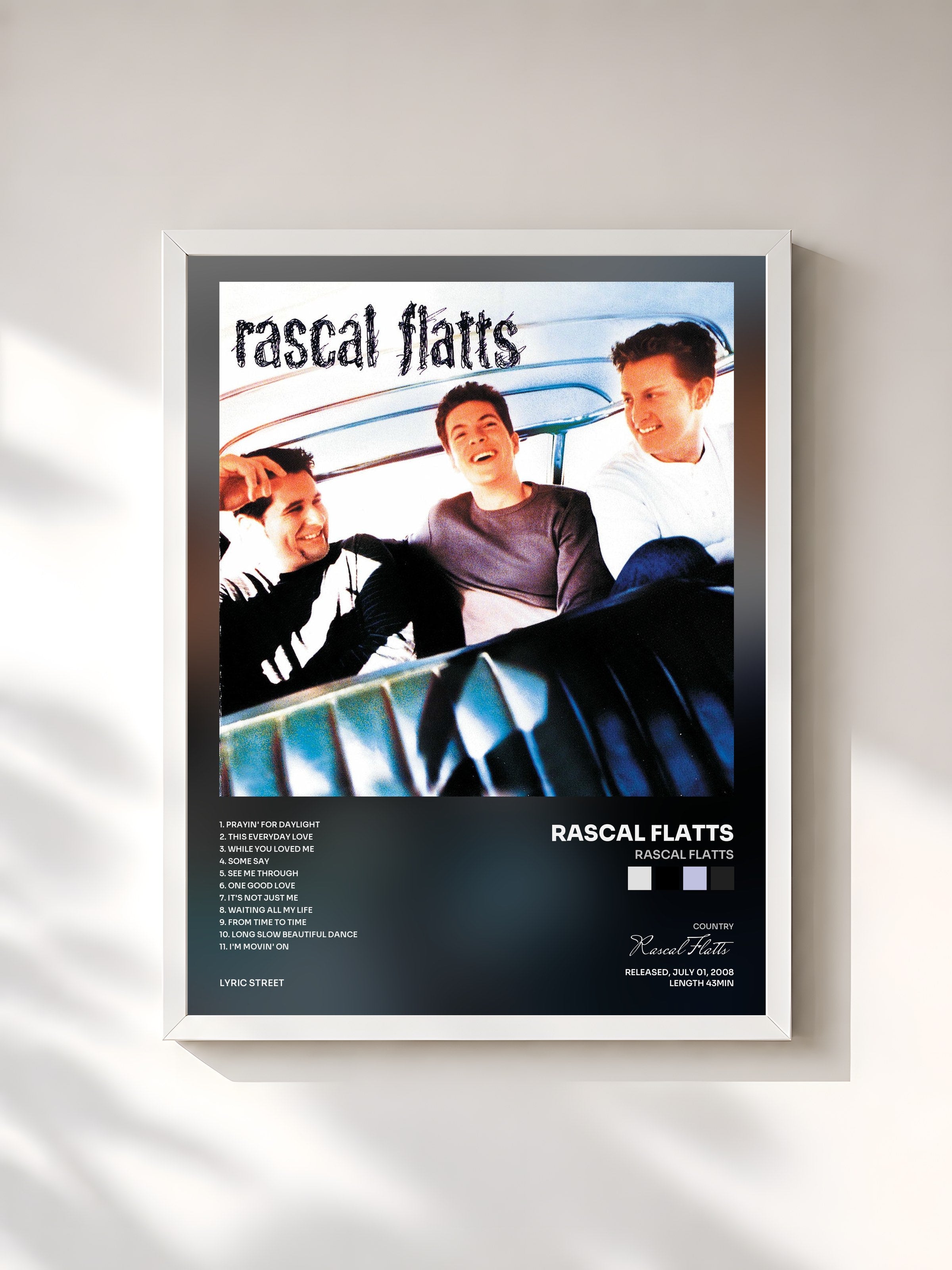 #blanc Tableau de l'album Rascal Flatts de Rascal Flatts, cadre blanc, imprimé et encadré en France