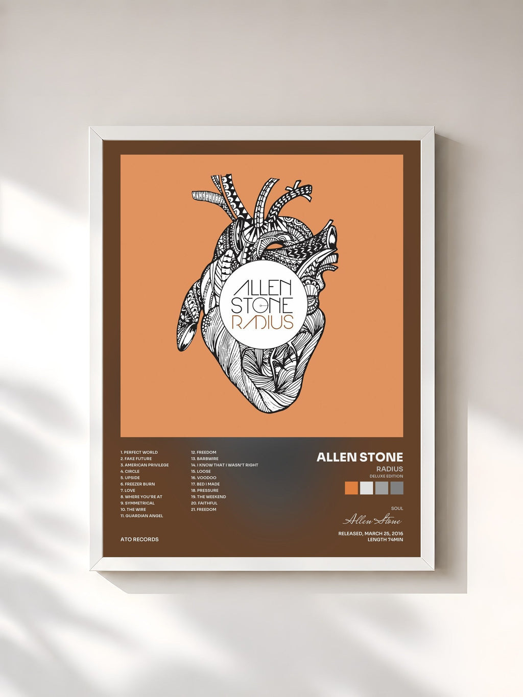 #blanc Radius (Deluxe Edition) di Allen Stone in stampa incorniciata, cornice bianca, stampata e incorniciata in Francia