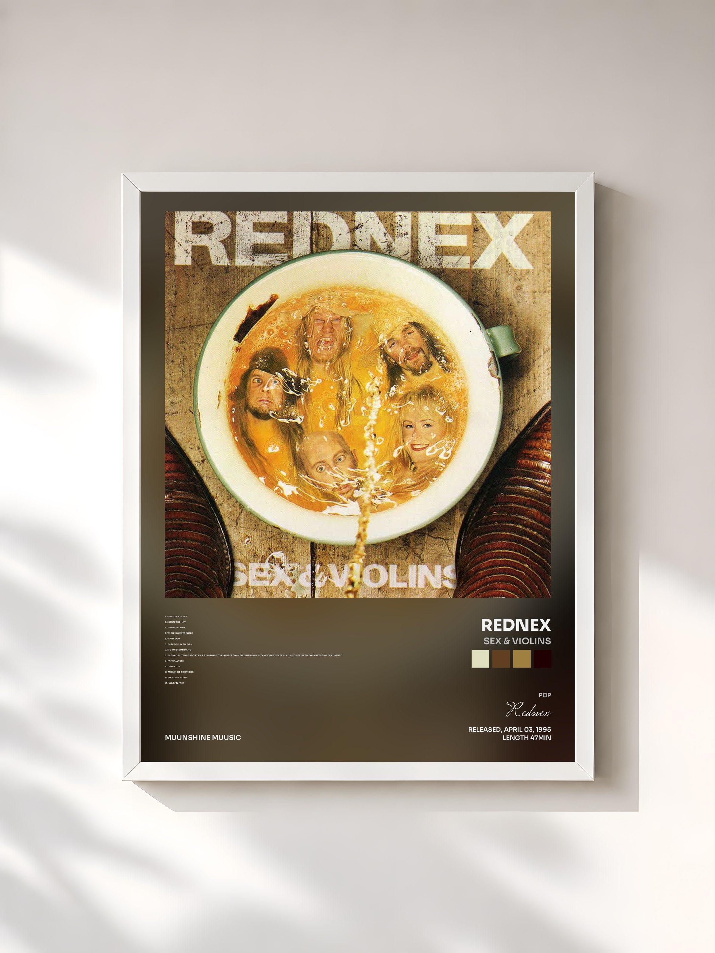 #blanc Tableau de l'album Sex & Violins de Rednex, cadre blanc, imprimé et encadré en France