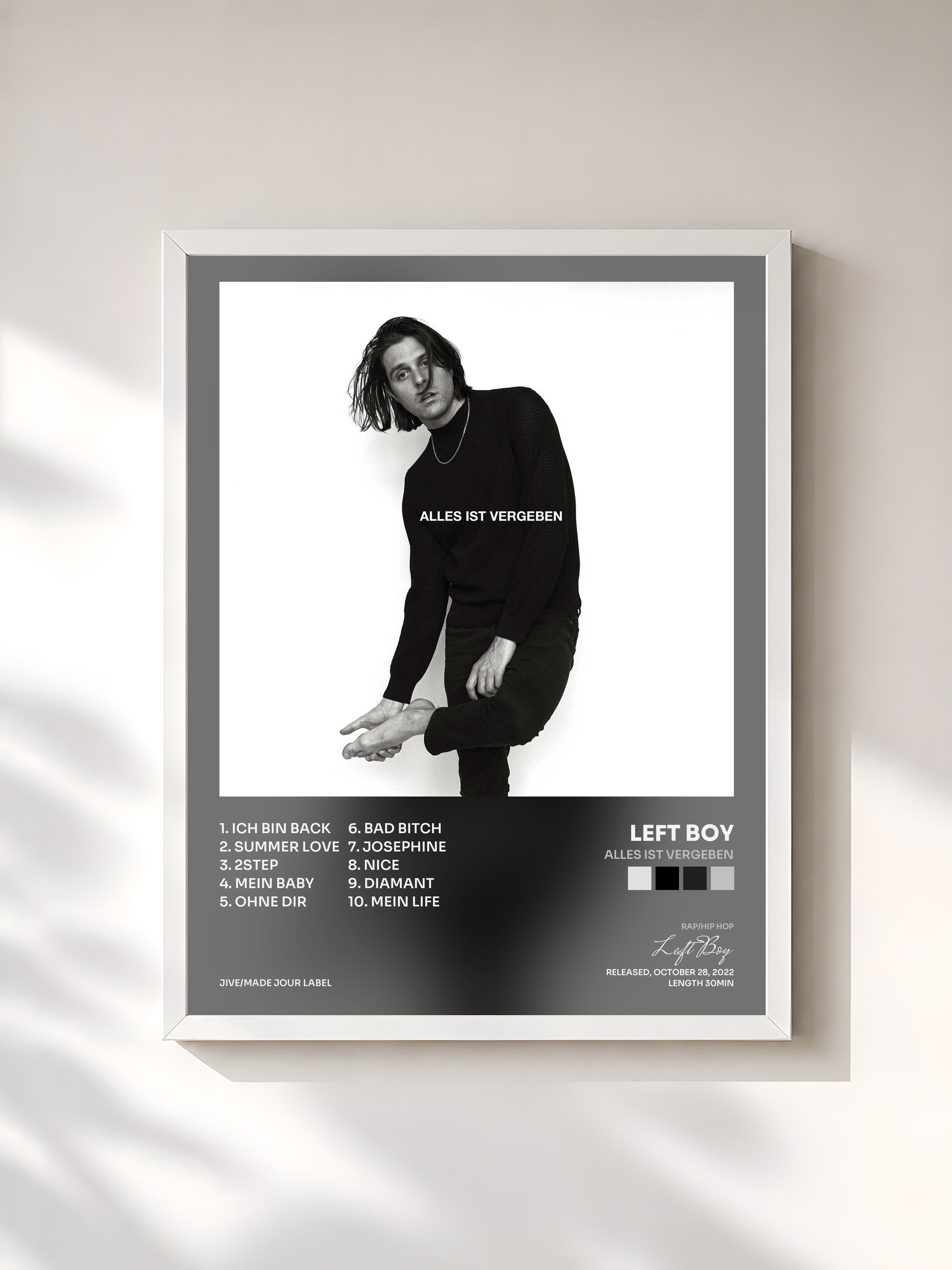 #blanc Tableau de l'album Alles ist Vergeben de Left Boy, cadre blanc, imprimé et encadré en France