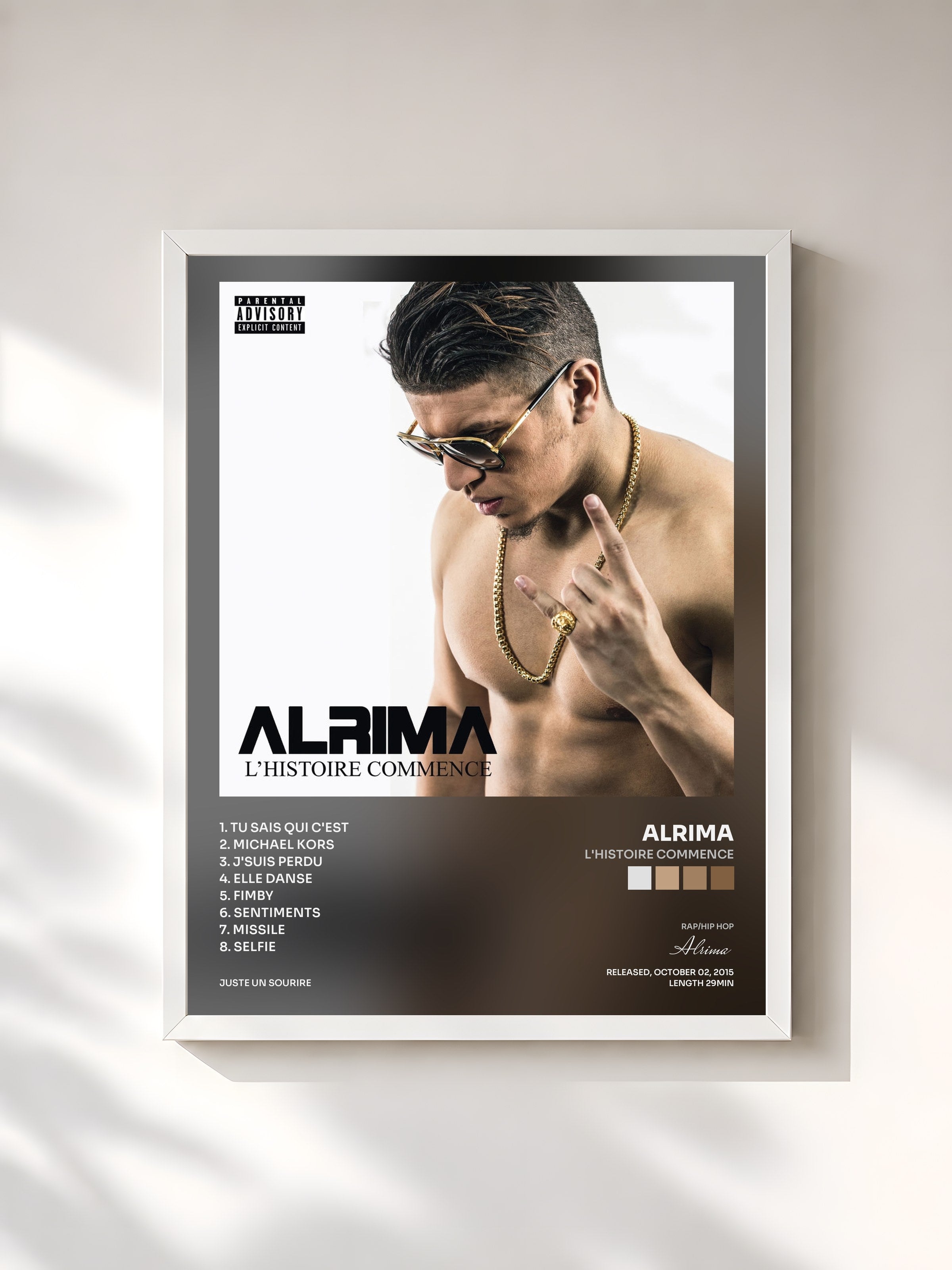 #blanc Tableau de l'album L'histoire commence de Alrima, cadre blanc, imprimé et encadré en France