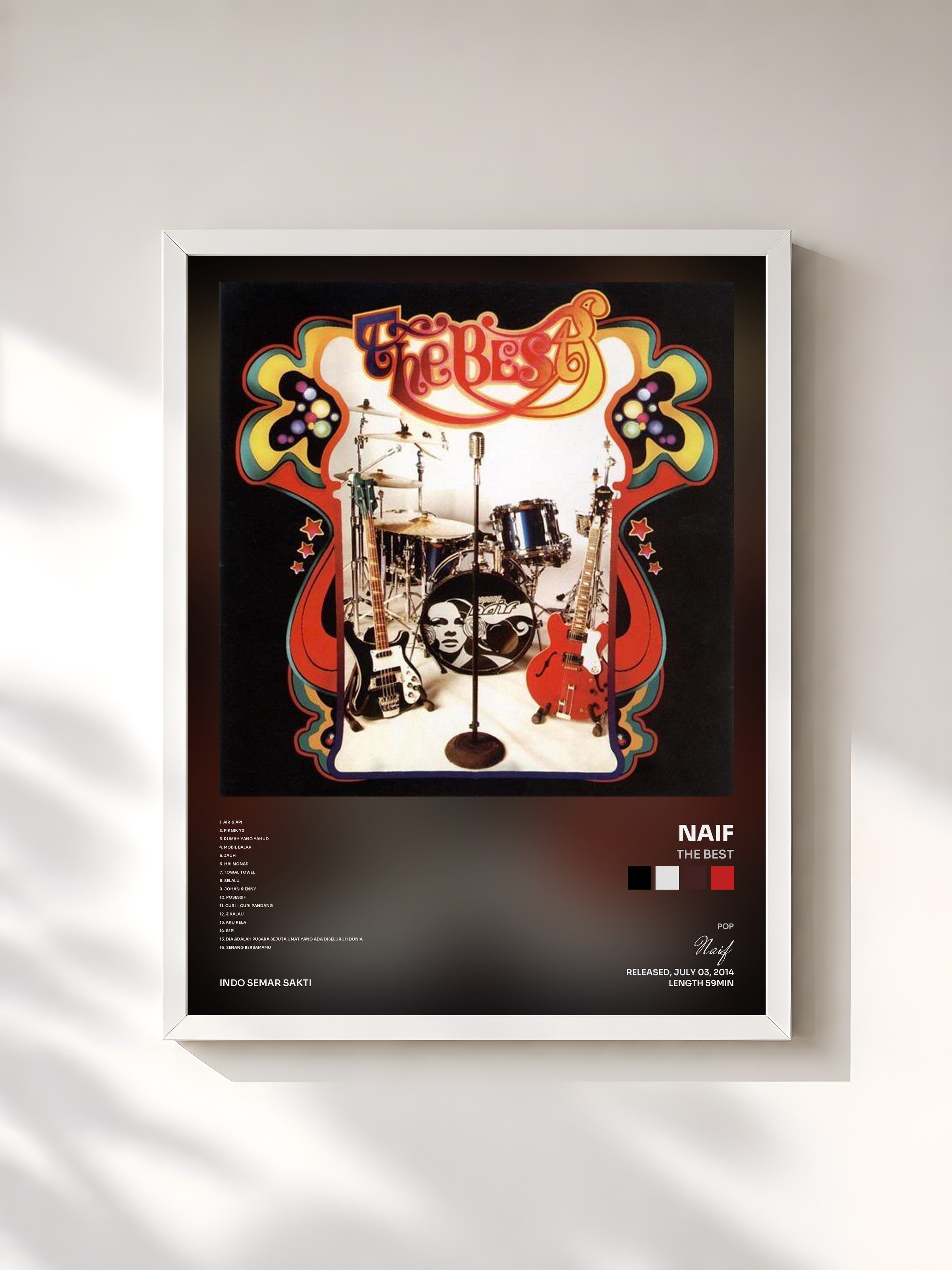 #blanc Tableau de l'album The Best de Naif, cadre blanc, imprimé et encadré en France