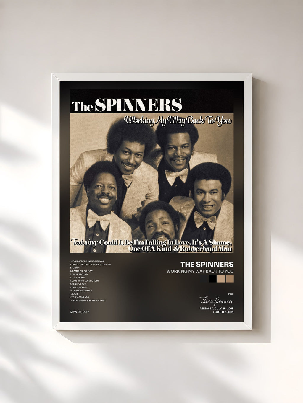 #blanc Working My Way Back to You von The Spinners als gerahmter Kunstdruck, weißer Rahmen, gedruckt und gerahmt in Frankreich