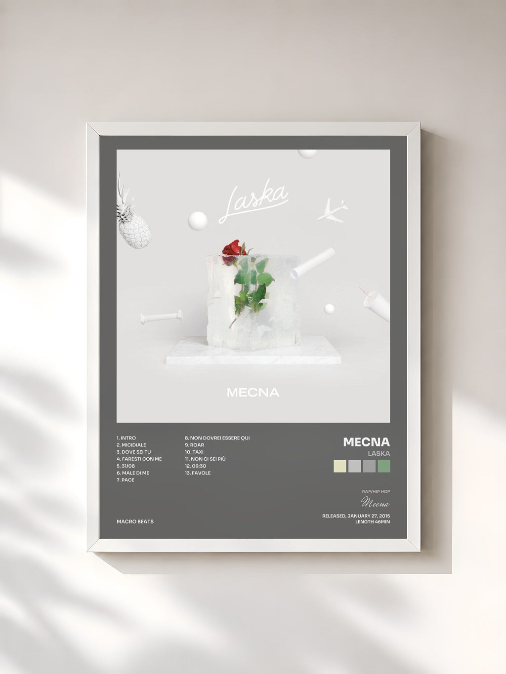 #blanc Tableau de l'album Laska de Mecna, cadre blanc, imprimé et encadré en France