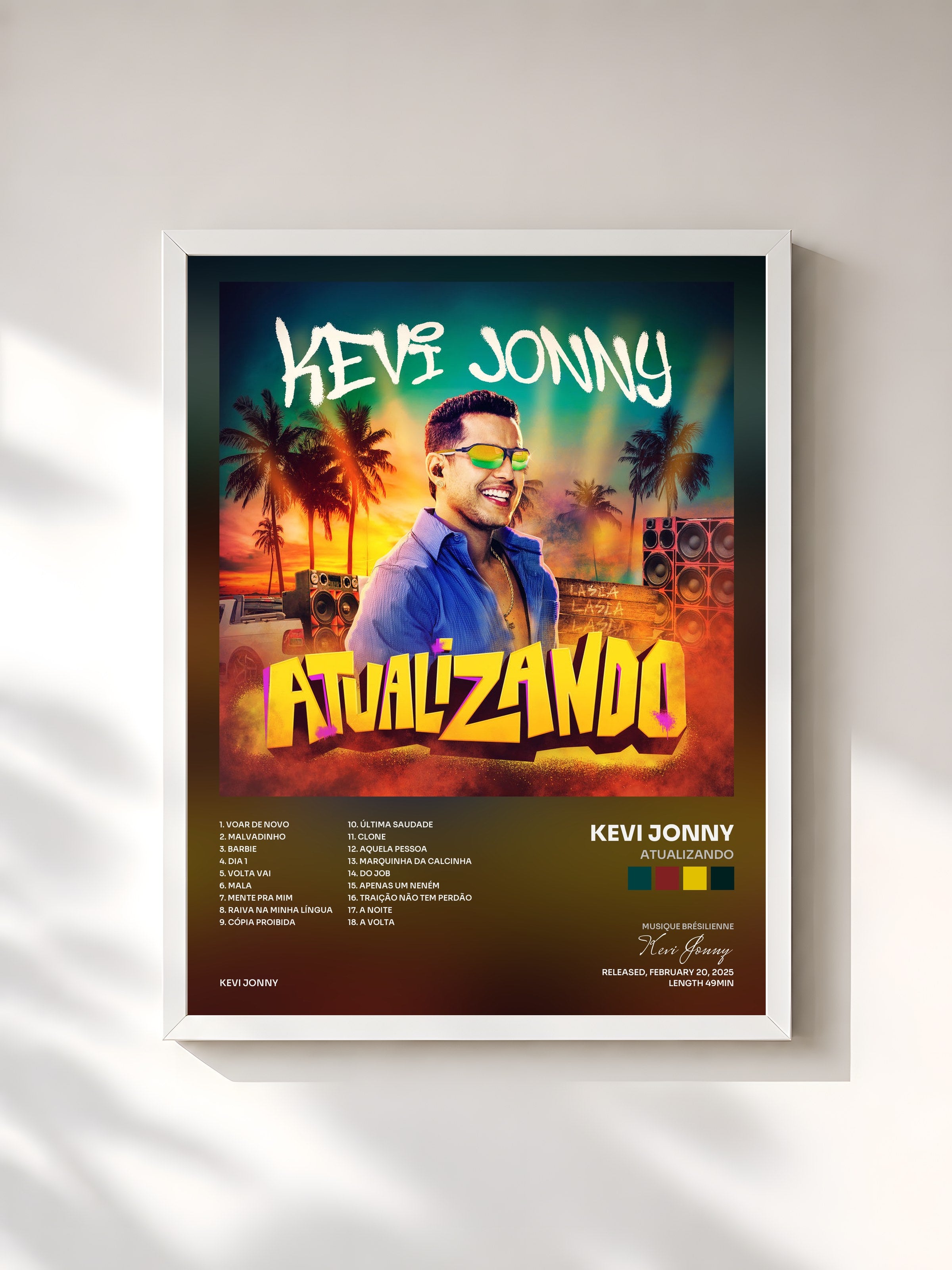 #blanc Tableau de l'album ATUALIZANDO de Kevi Jonny, cadre blanc, imprimé et encadré en France