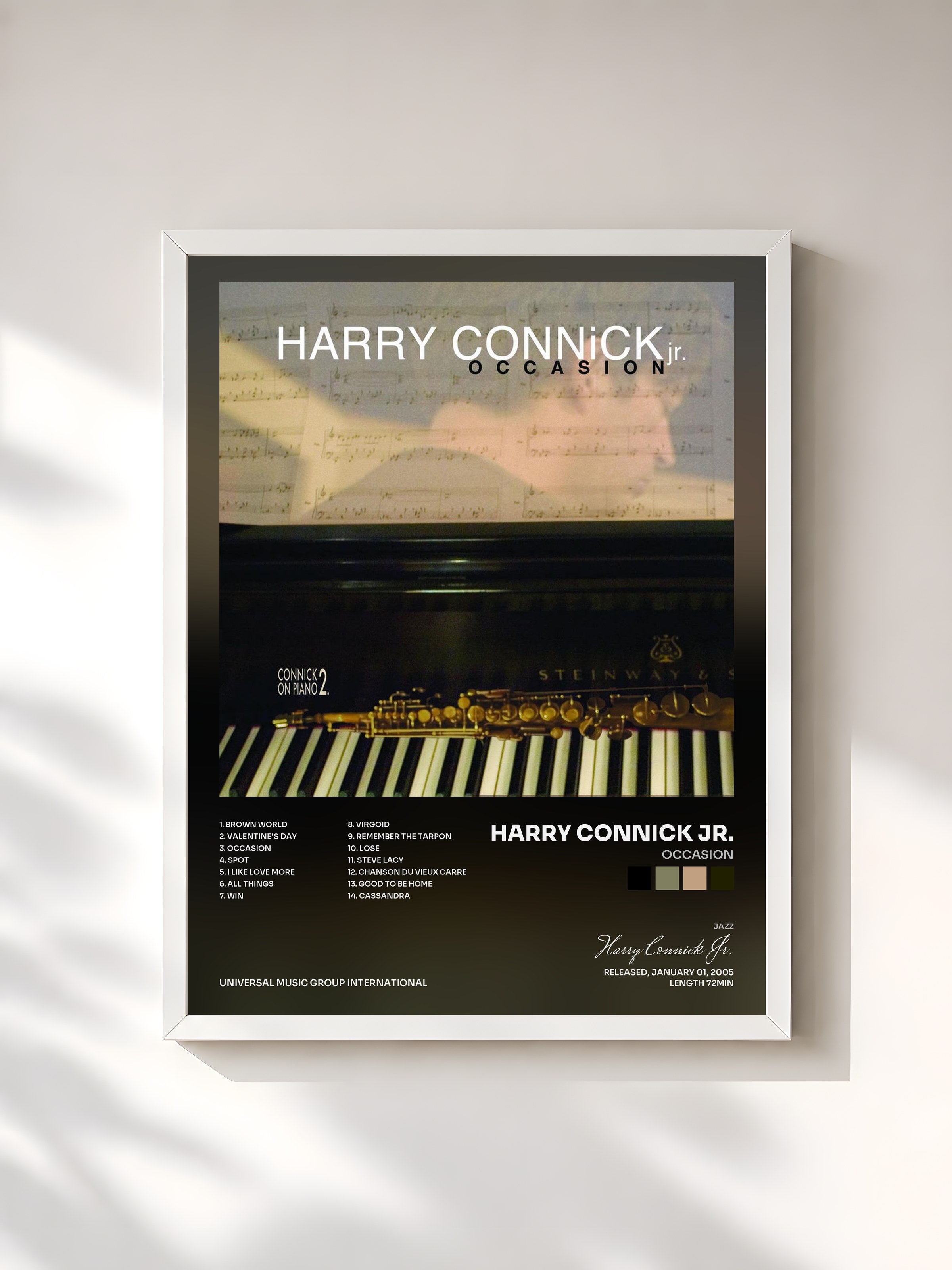 #blanc Tableau de l'album Occasion de Harry Connick Jr., cadre blanc, imprimé et encadré en France