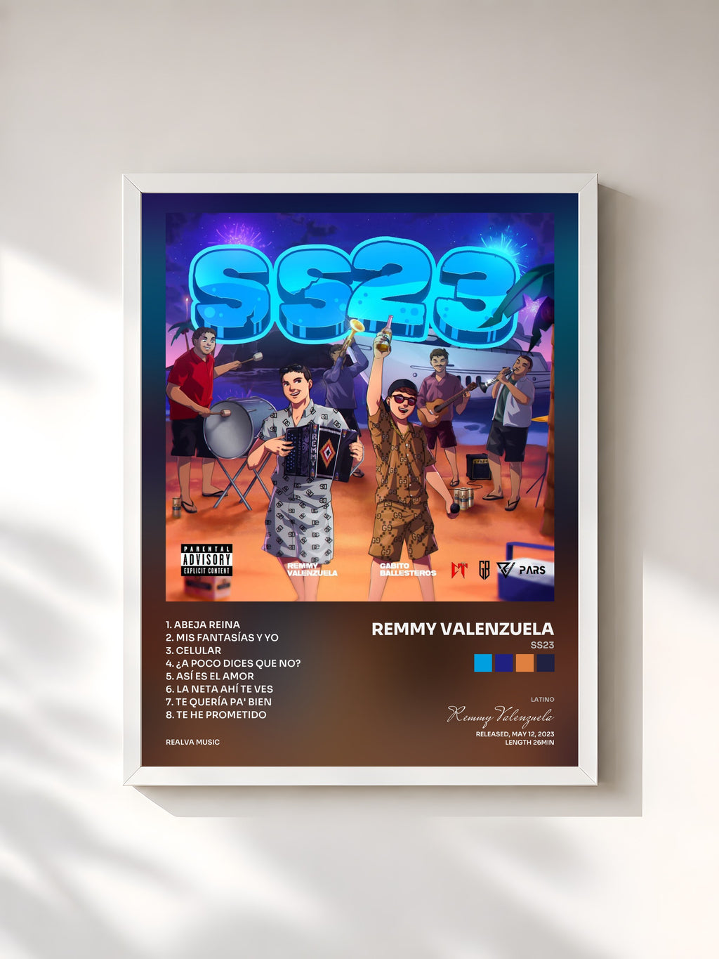 #blanc Tableau de l'album SS23 de Remmy Valenzuela, cadre blanc, imprimé et encadré en France