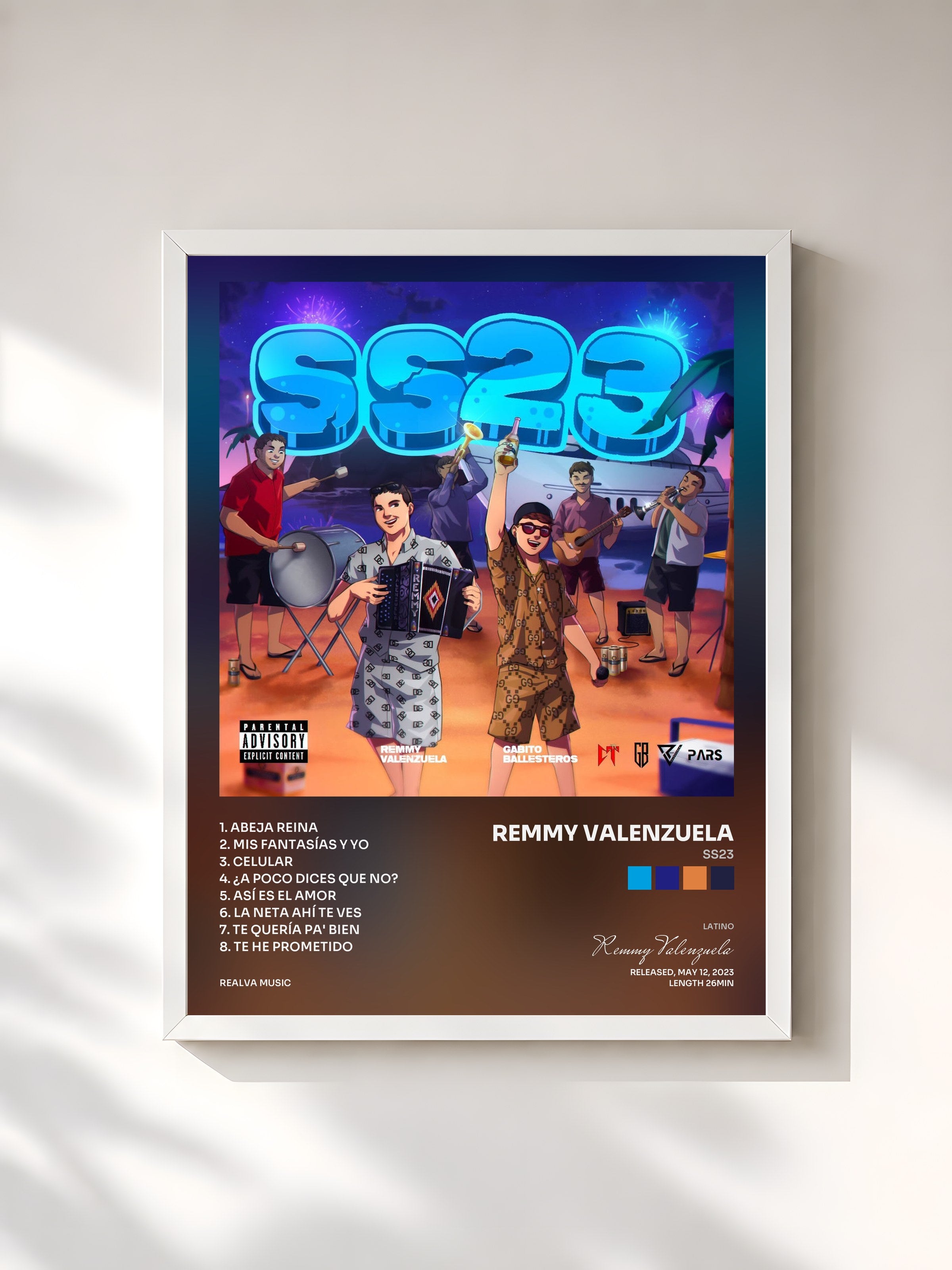 #blanc Tableau de l'album SS23 de Remmy Valenzuela, cadre blanc, imprimé et encadré en France
