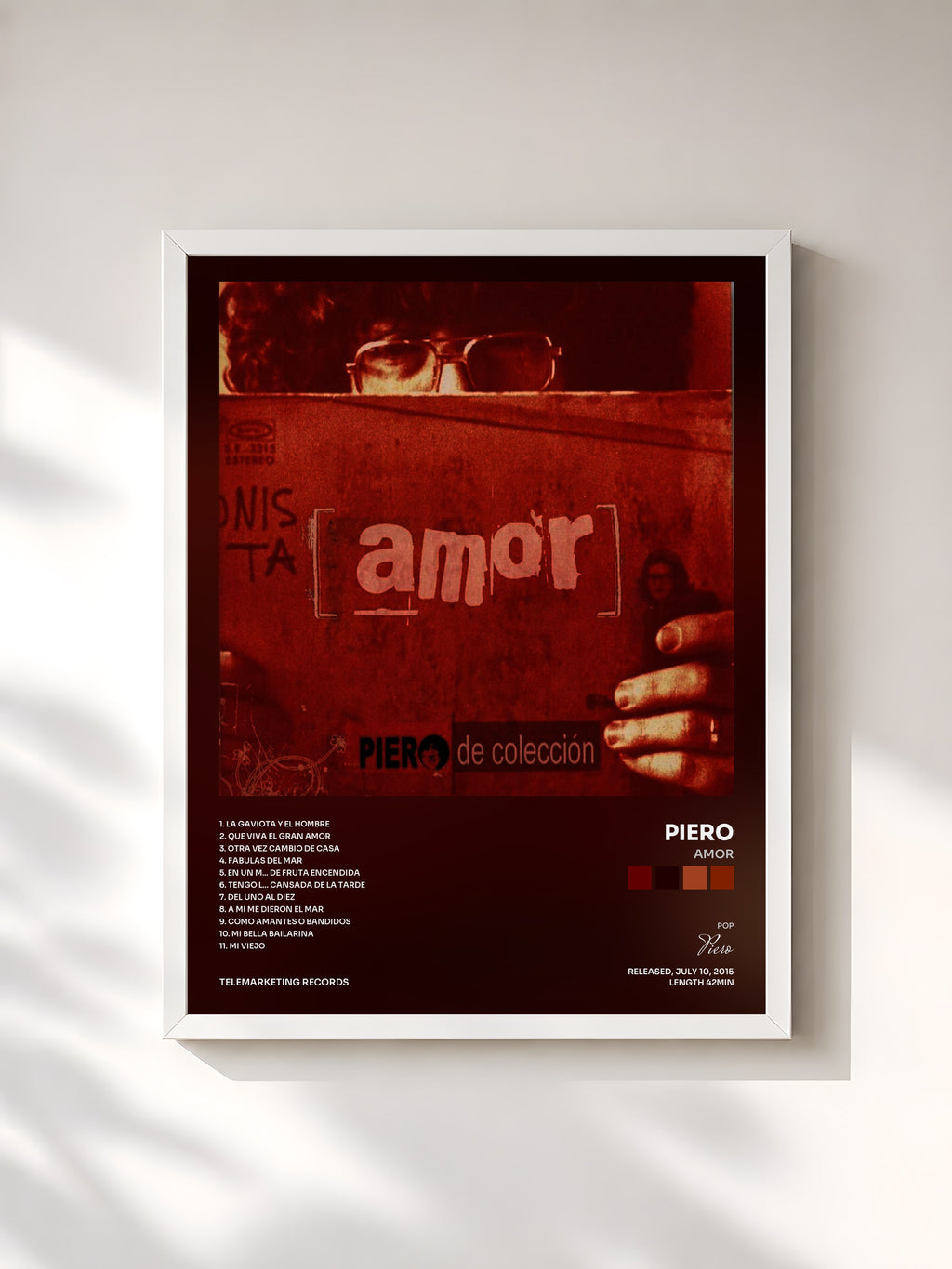 #blanc Tableau de l'album Amor de Piero, cadre blanc, imprimé et encadré en France
