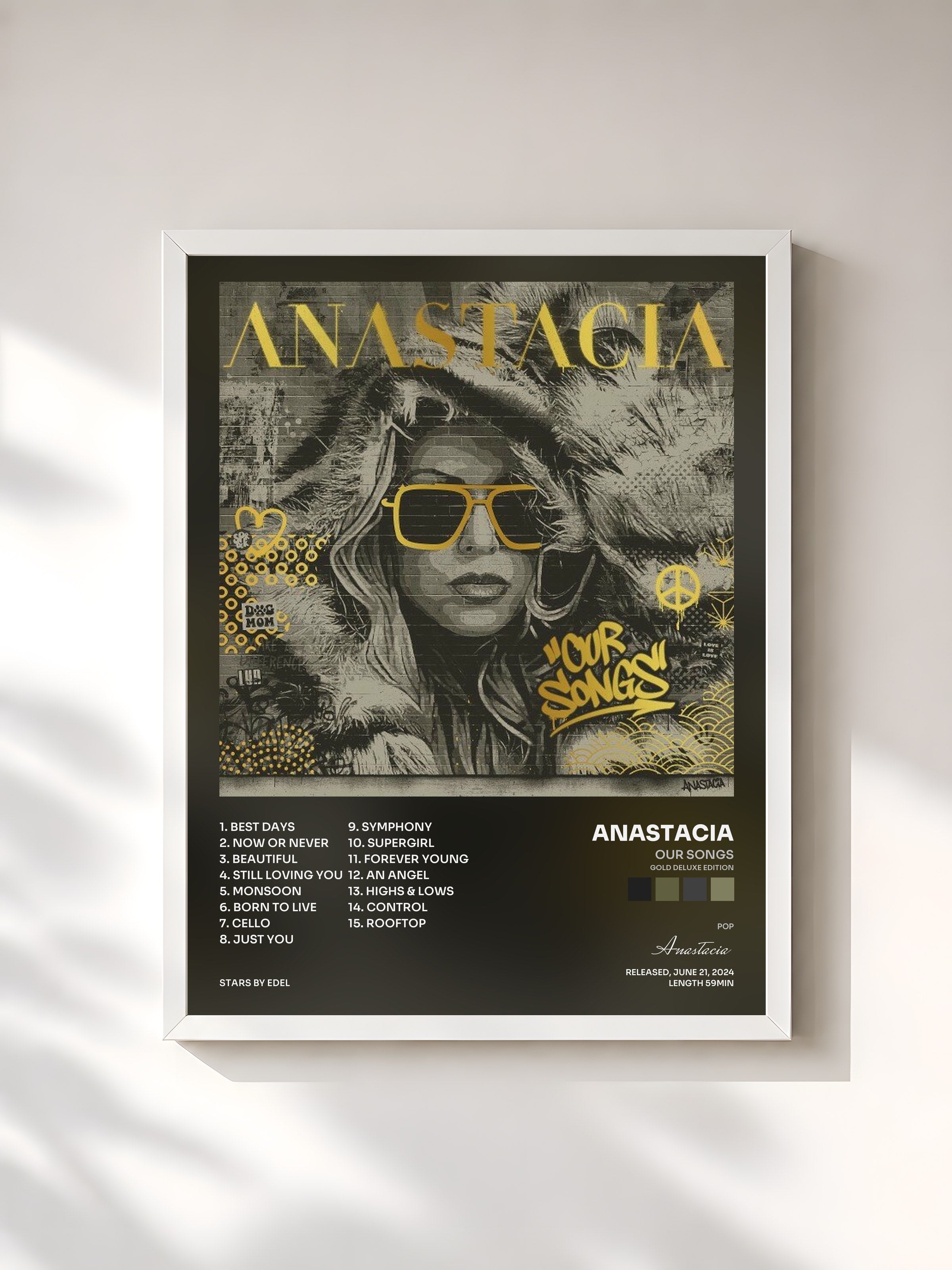 #blanc Tableau de l'album Our Songs (Gold Deluxe Edition) de Anastacia, cadre blanc, imprimé et encadré en France