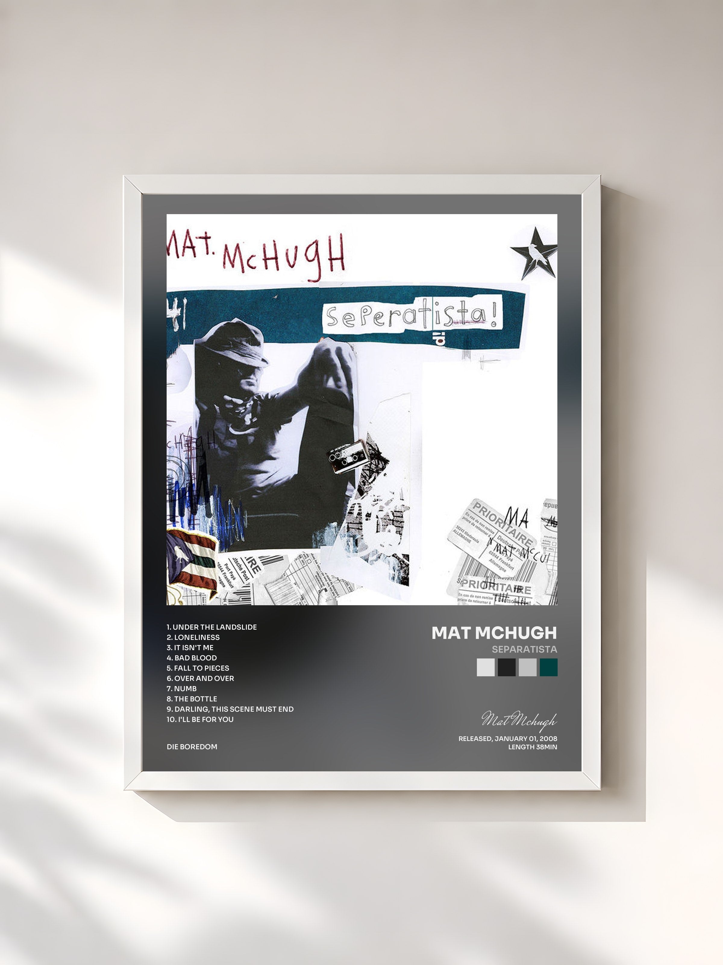 #blanc Tableau de l'album Separatista de Mat Mchugh, cadre blanc, imprimé et encadré en France