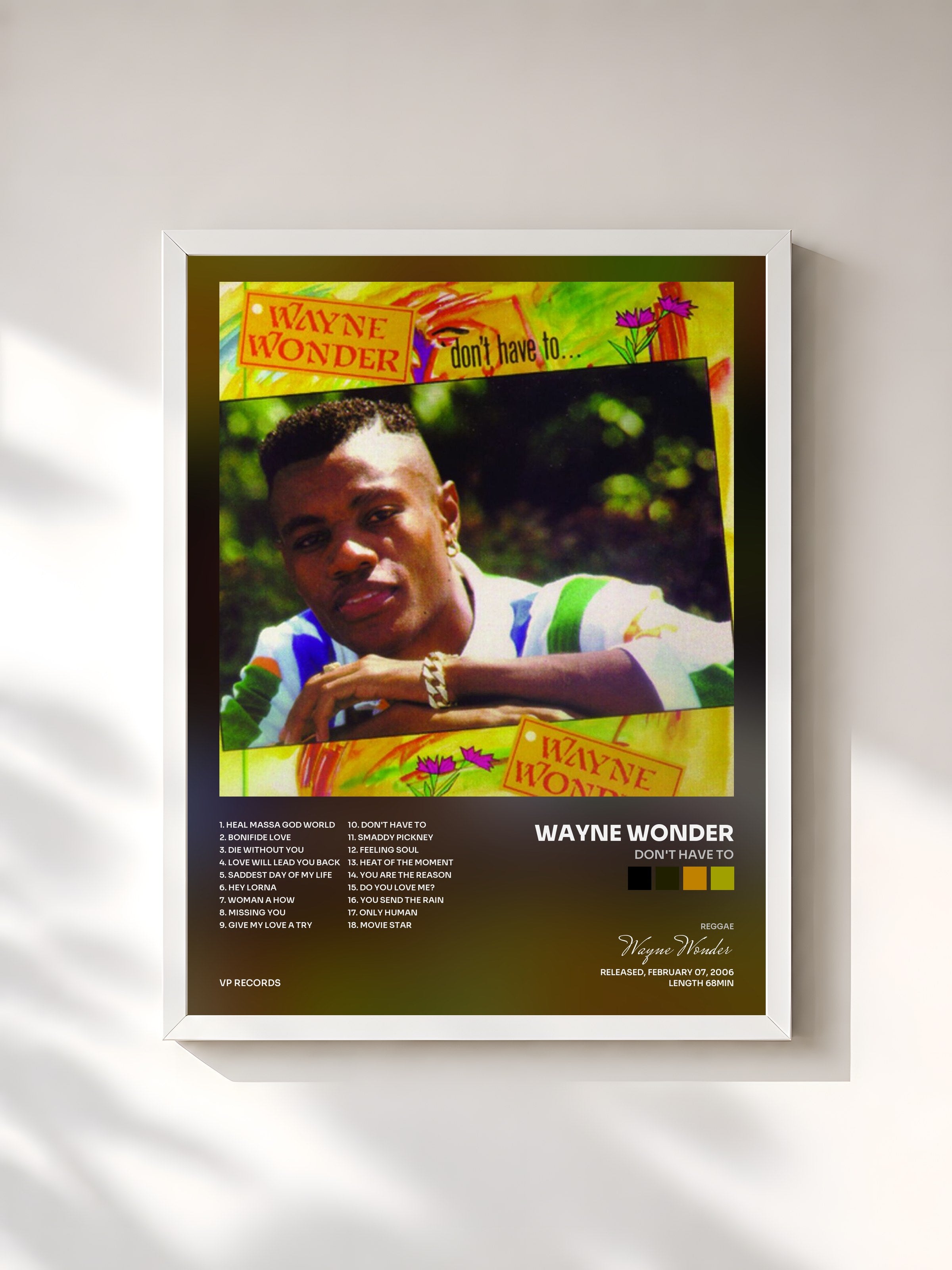#blanc Tableau de l'album Don't Have To de Wayne Wonder, cadre blanc, imprimé et encadré en France