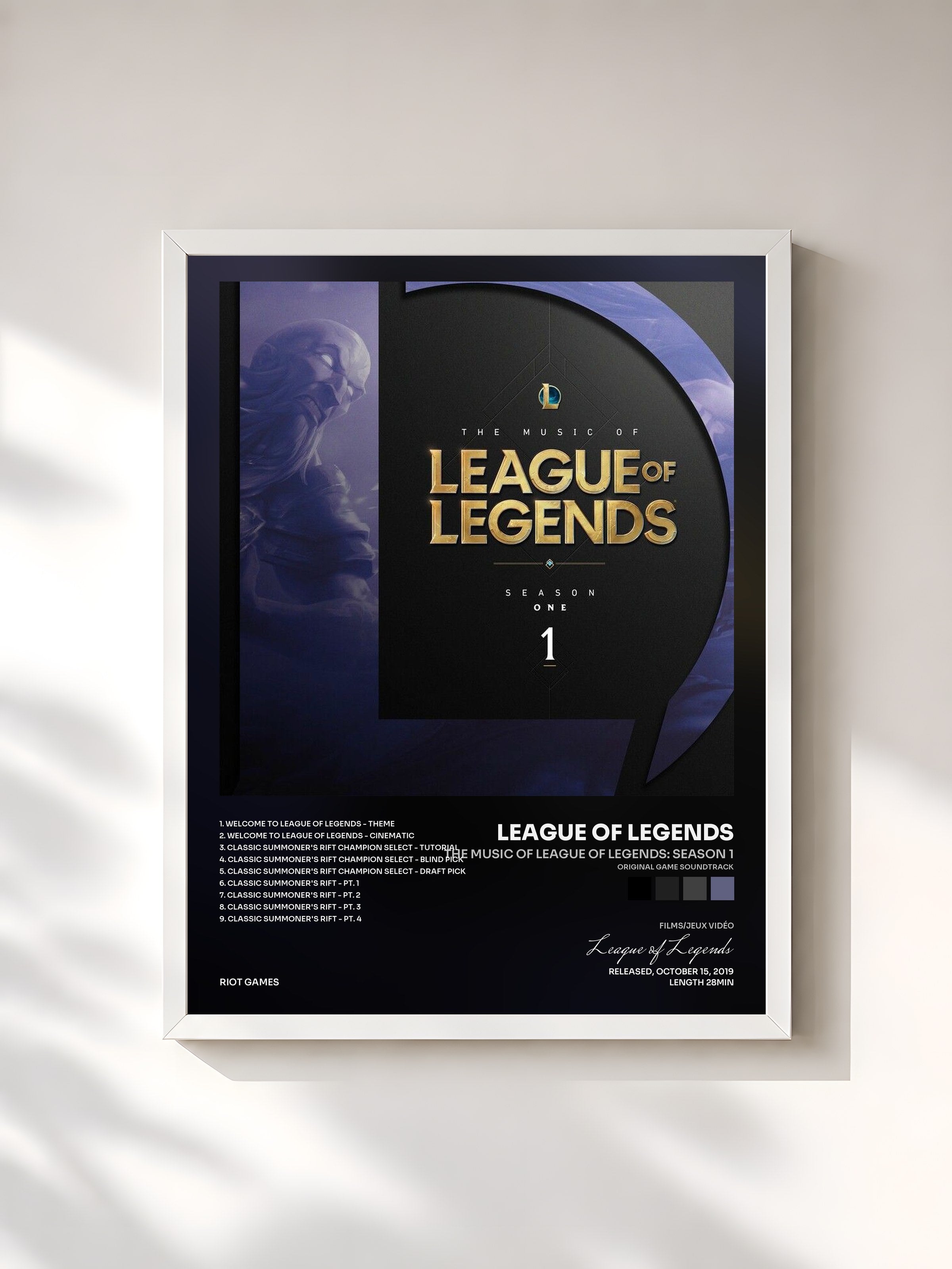#blanc Tableau de l'album The Music of League of Legends: Season 1 (Original Game Soundtrack) de League of Legends, cadre blanc, imprimé et encadré en France