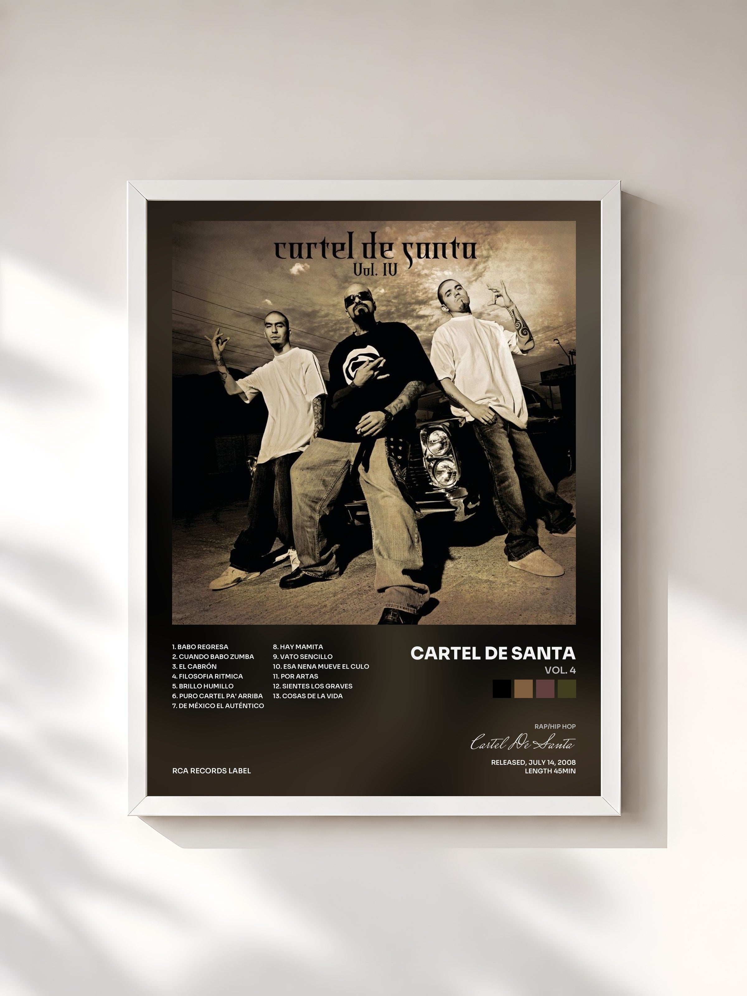 #blanc Tableau de l'album Vol. 4 de Cartel De Santa, cadre blanc, imprimé et encadré en France