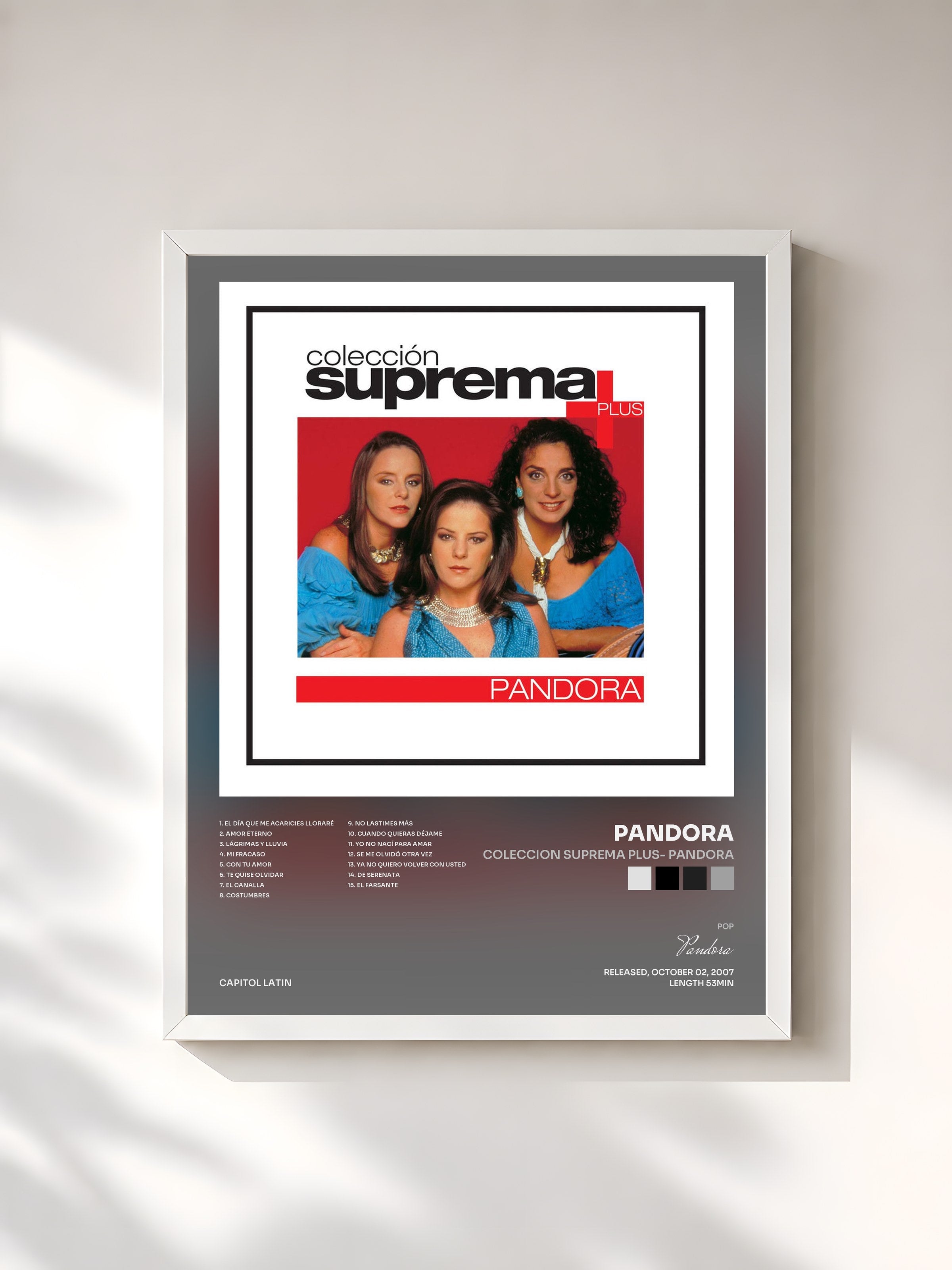 #blanc Tableau de l'album Coleccion Suprema Plus- Pandora de Pandora, cadre blanc, imprimé et encadré en France